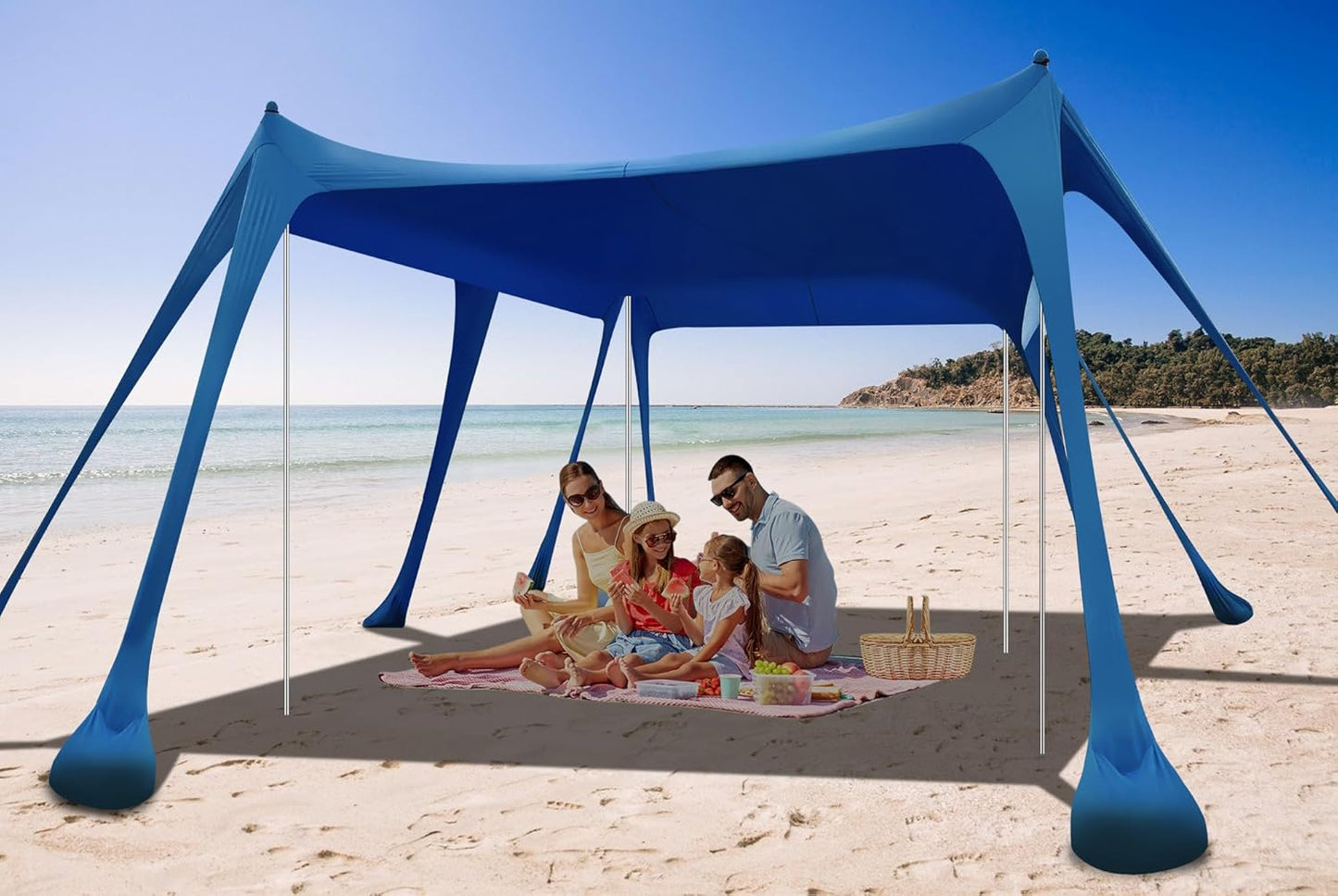 Beach Tent Sun Shelter with UPF50+ Protection and Stability Poles