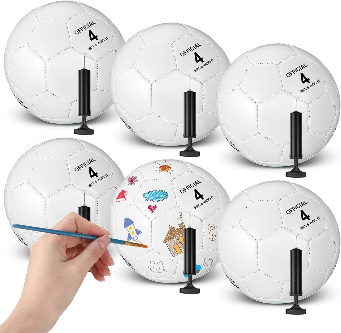 6 Pcs Operation Christmas Soccer Ball Set with Pump Needles