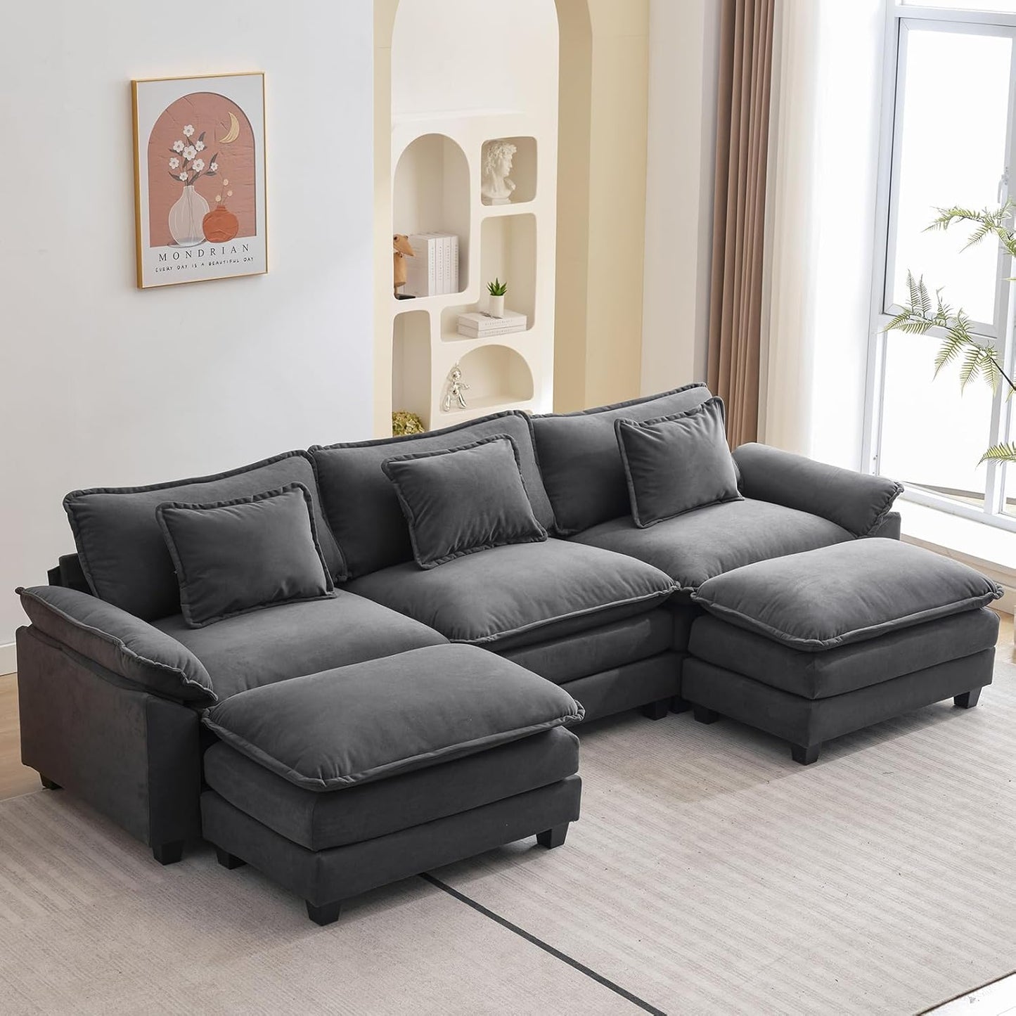 120 Inch Modular Sectional Sofa - Comfy Cloud Couch Design