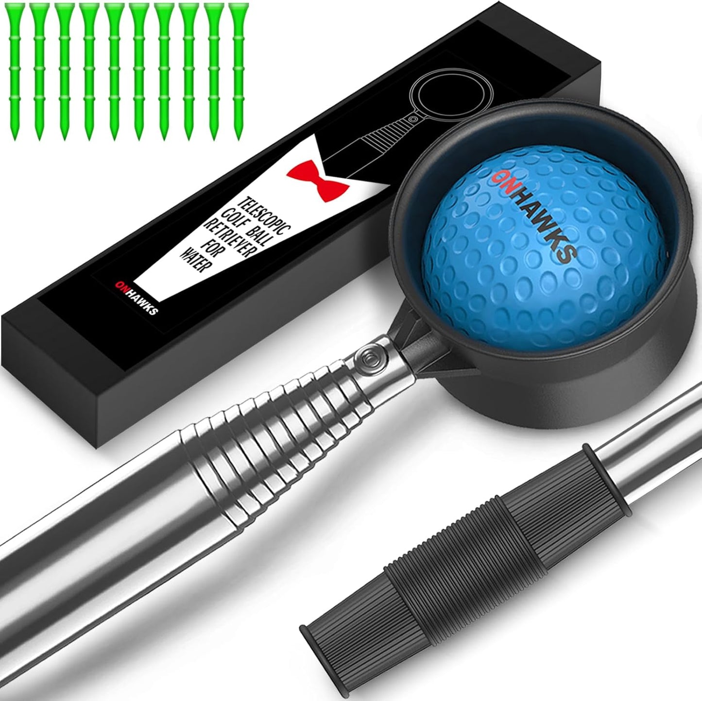12/9Ft Telescopic Golf Ball Retriever - Easy Two-Sided Pickup!