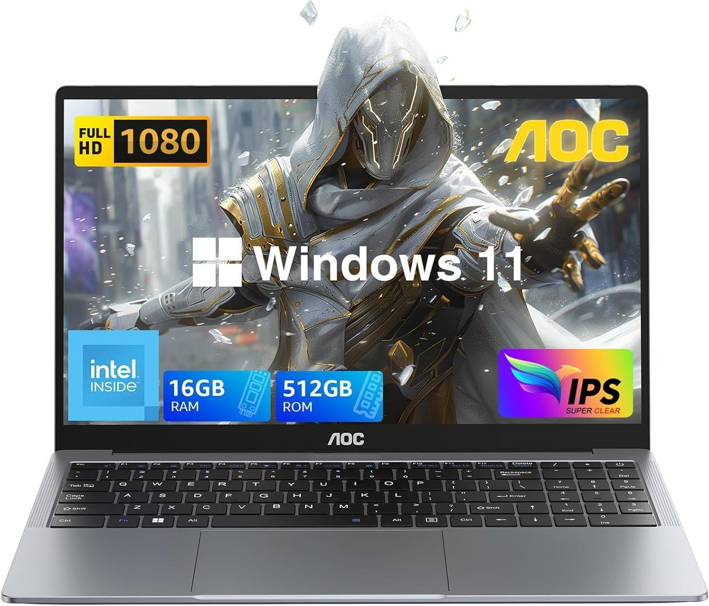 Powerful AOC Gaming Laptop: 16GB RAM, 512GB SSD, FHD 15.6 Screen, Windows 11