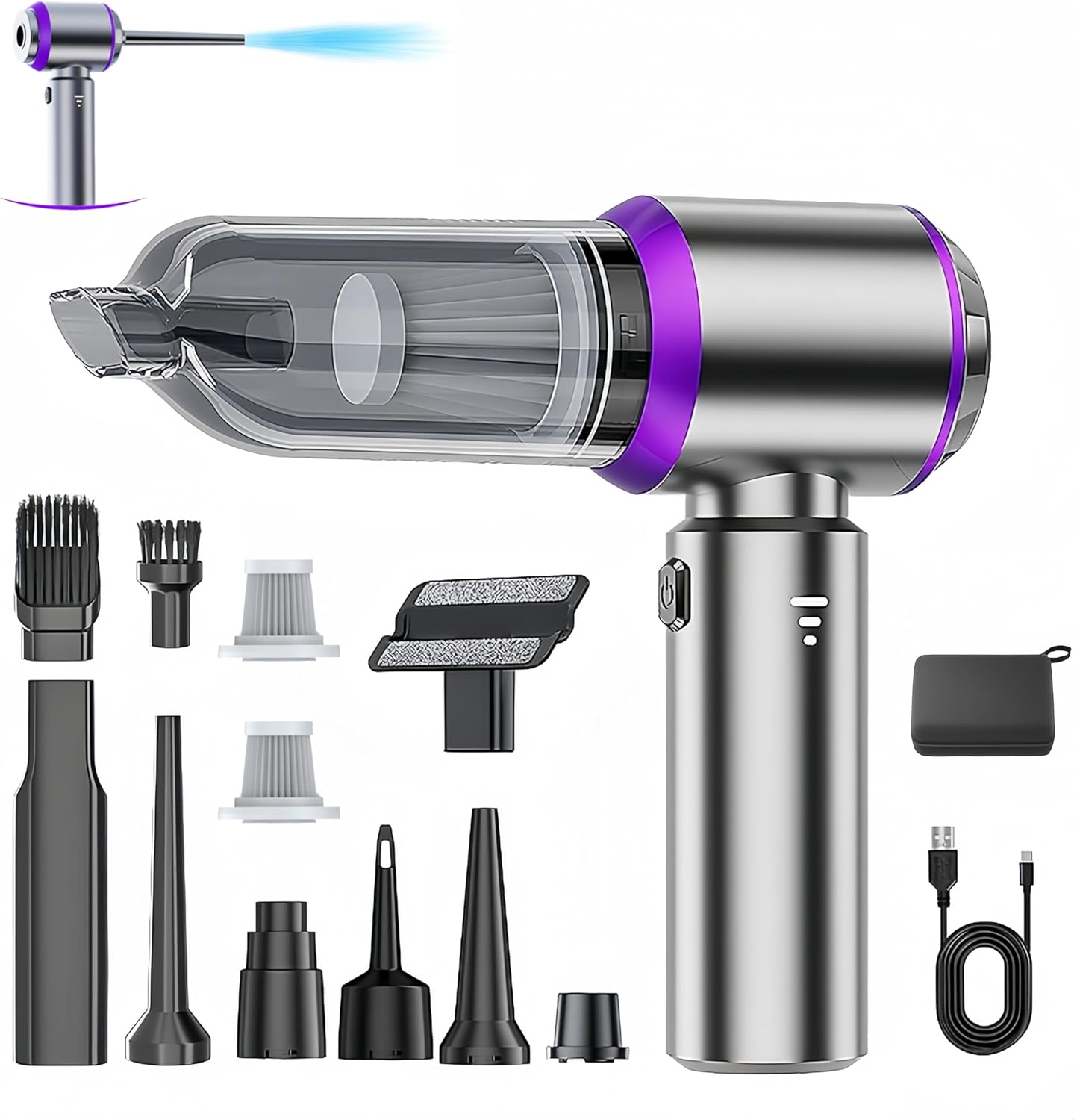 Powerful 2-in-1 Cordless Car Vacuum - 21000PA!