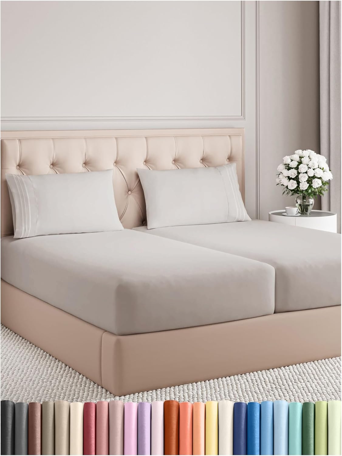 Split King Size 5 Piece Sheet Set - Comfy Breathable & Cooling