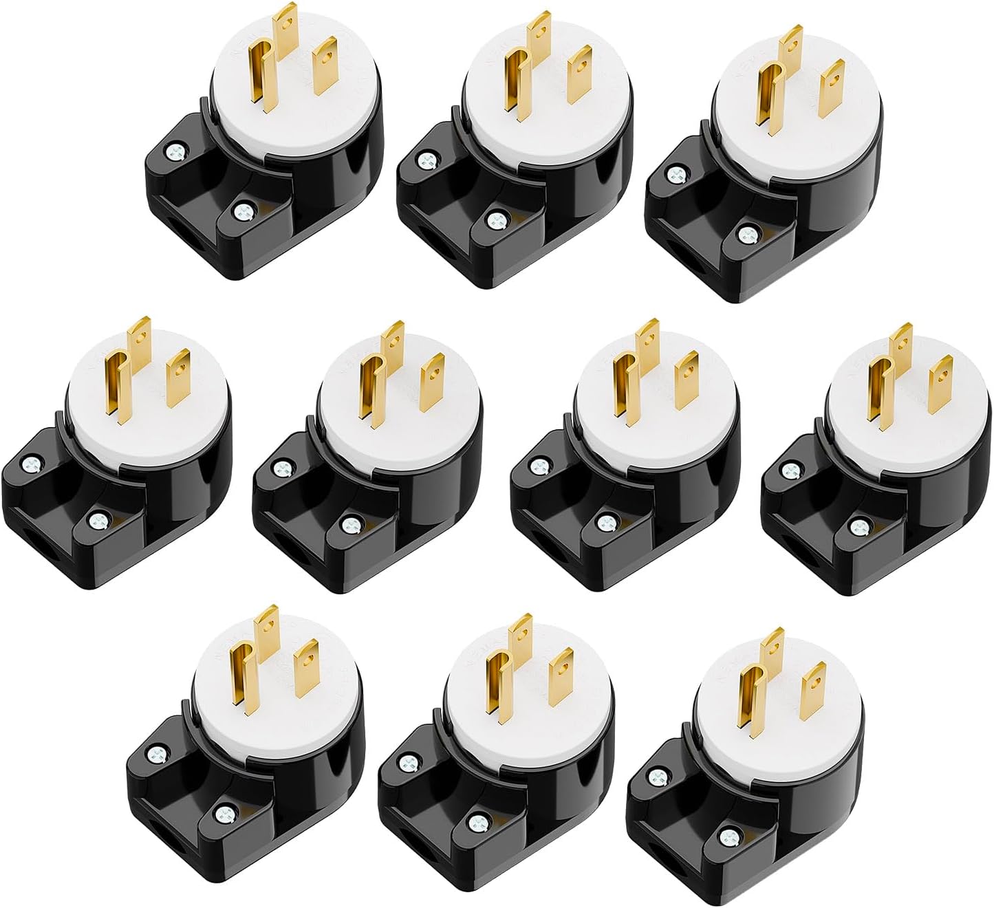 ETL Certified 10Pack Right Angle Nema 5-15P AC Plug for DIY