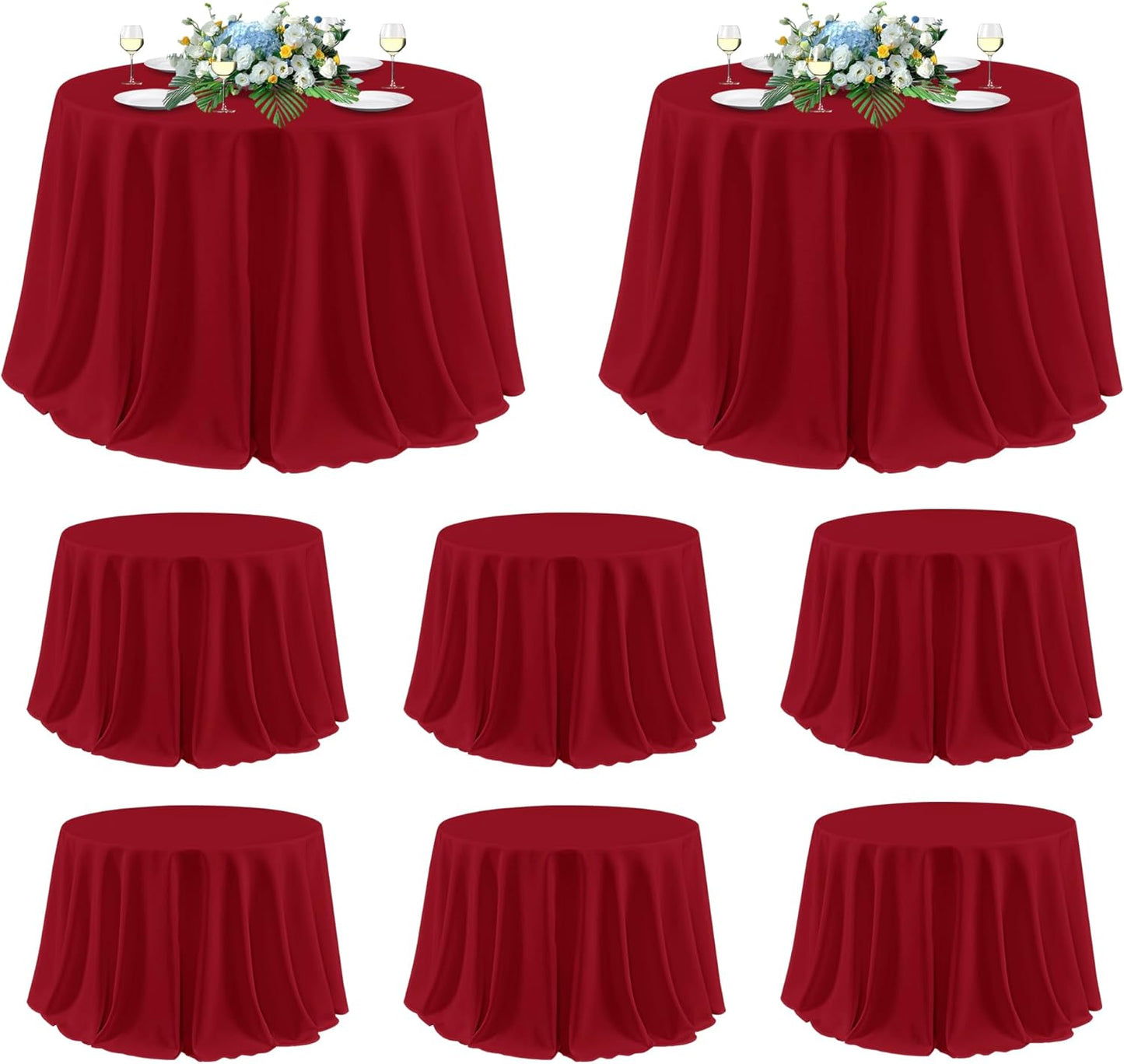 Sancua Christmas Red 120 Inch Round Tablecloth for Events