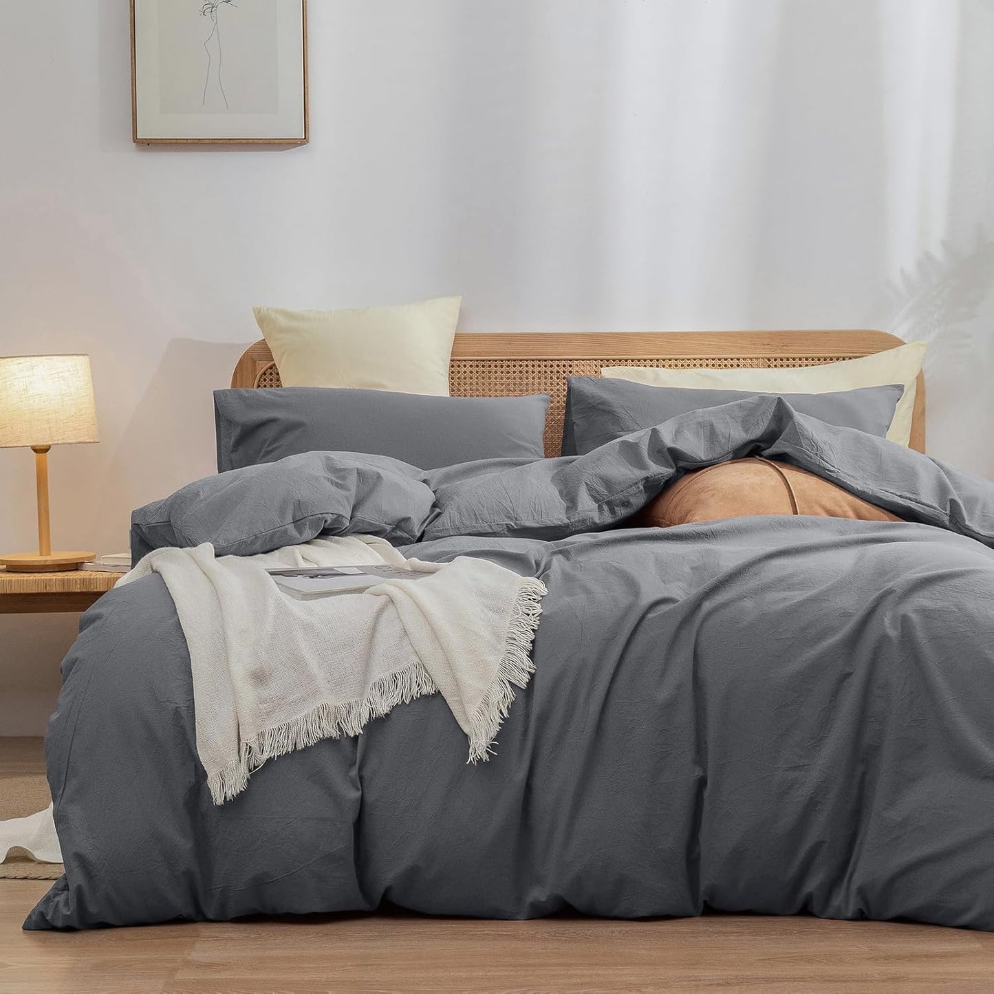 BESTOUCH Duvet Cover Set in Soft Washed Cotton for Comfort