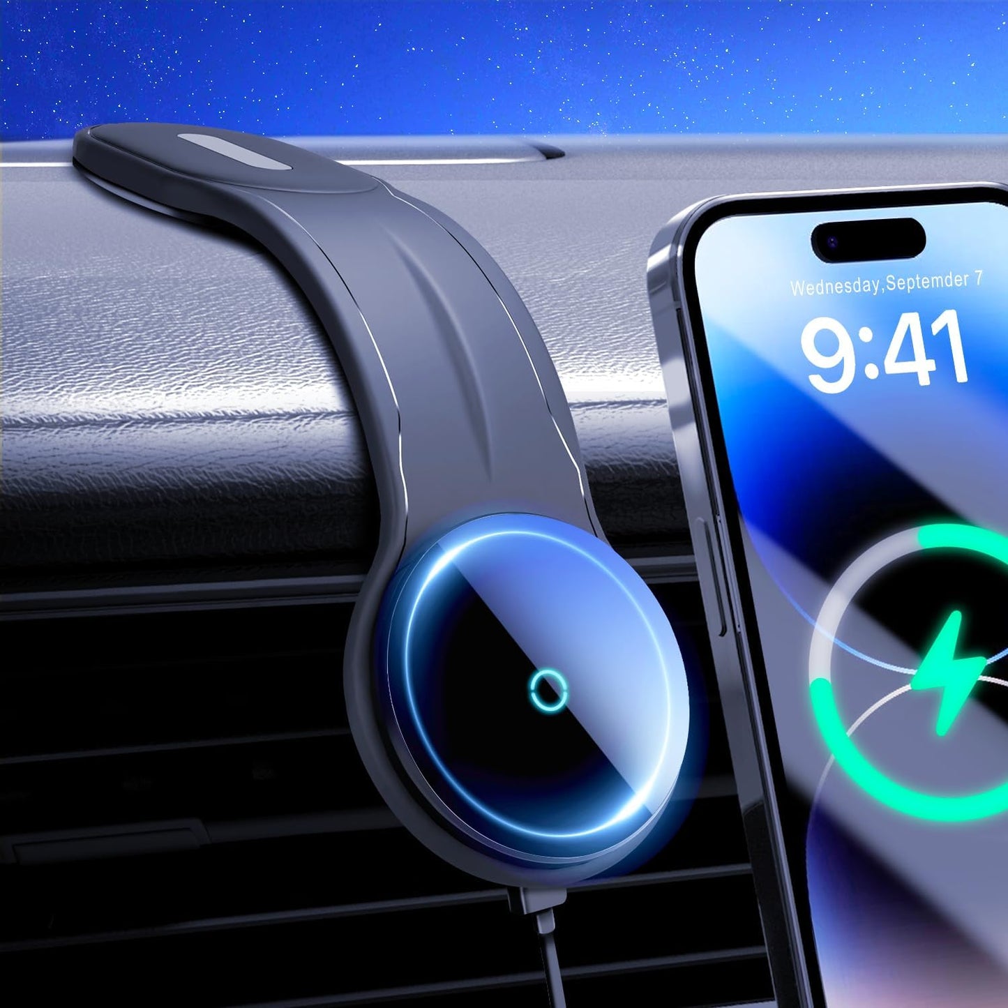 ANKEWAY 15W Wireless Car Charger: Fast Magnetic Charging for iPhone & MagSafe Case