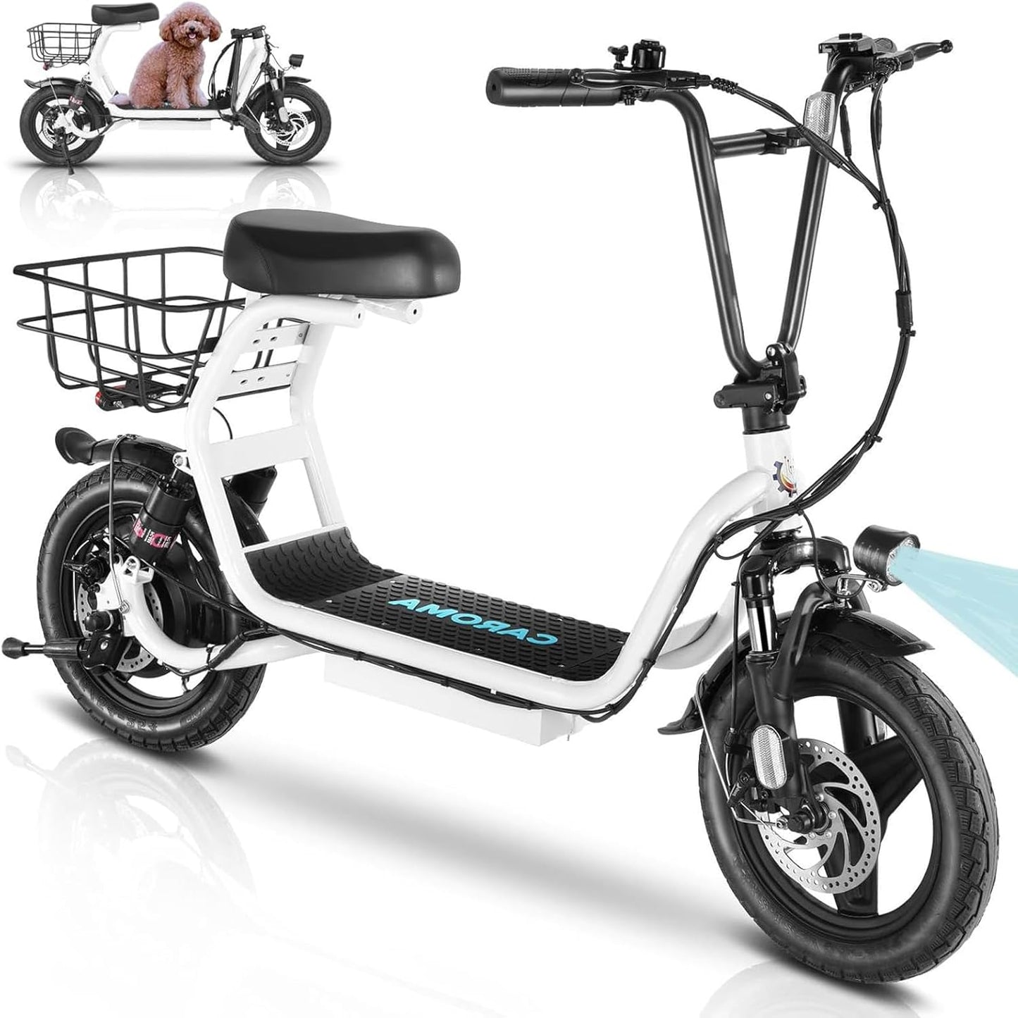 Caroma Peak Electric Scooter with Seat and 30 Miles Range