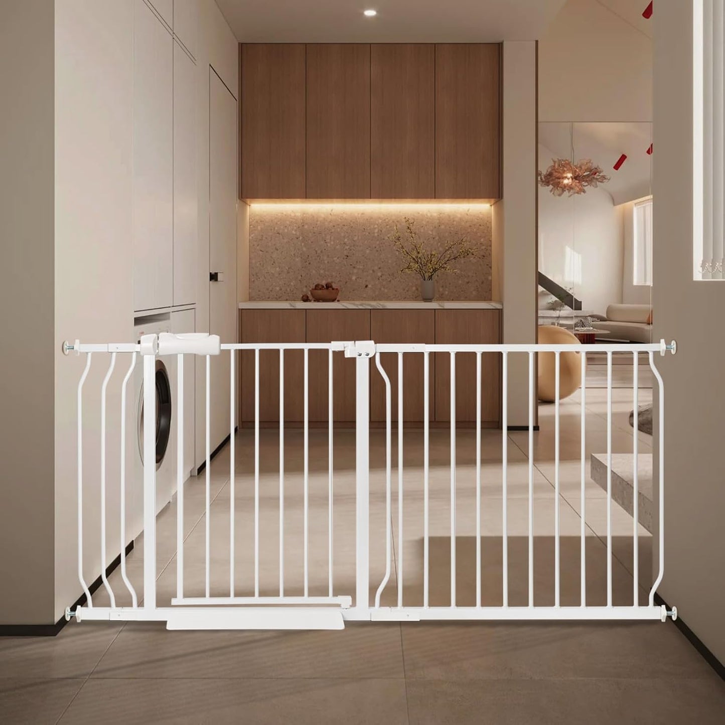Extra Wide Baby Gate with Door for Safe Indoor Spaces