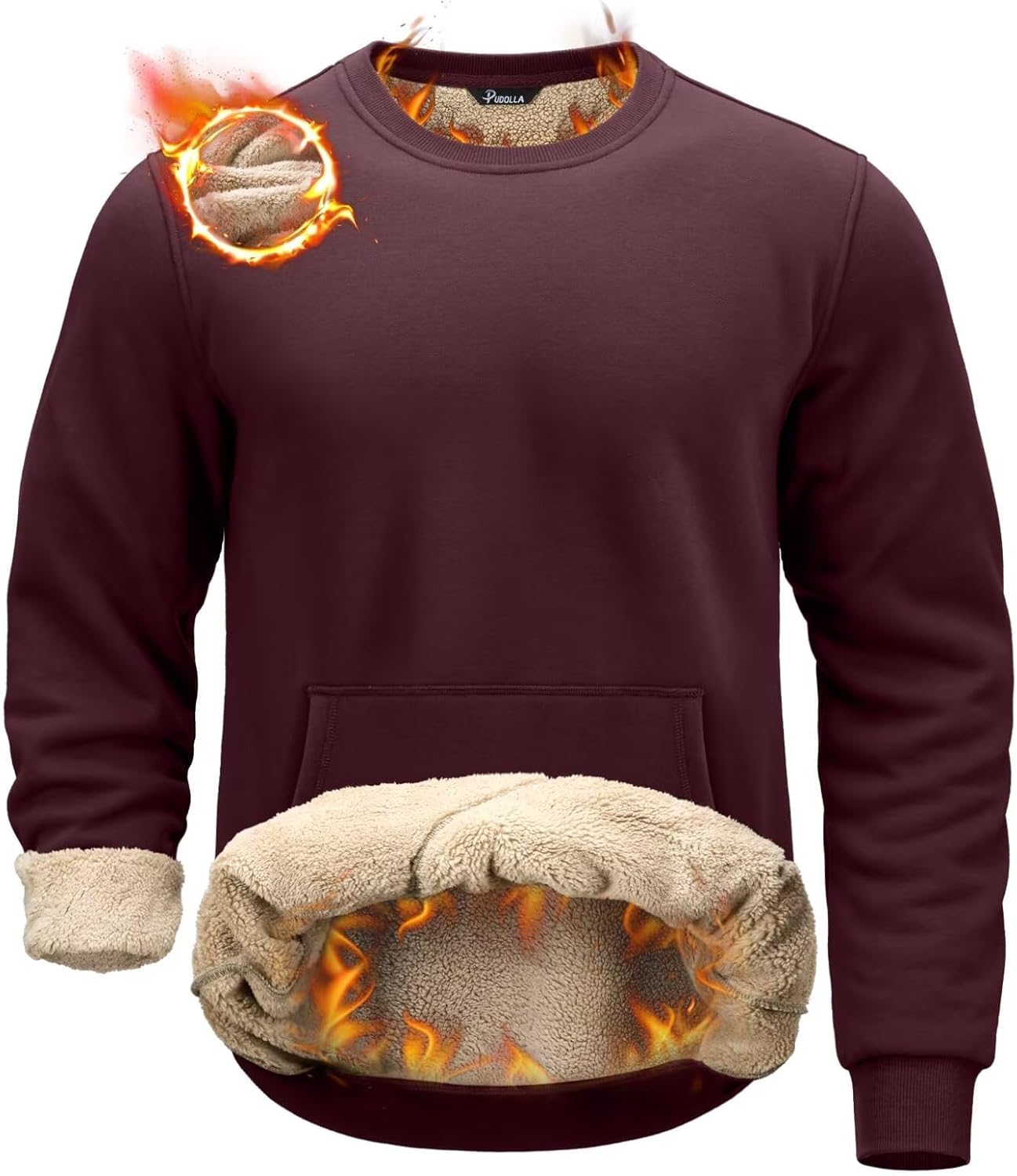 Pudolla Cozy Sherpa Lined Crewneck for Winter