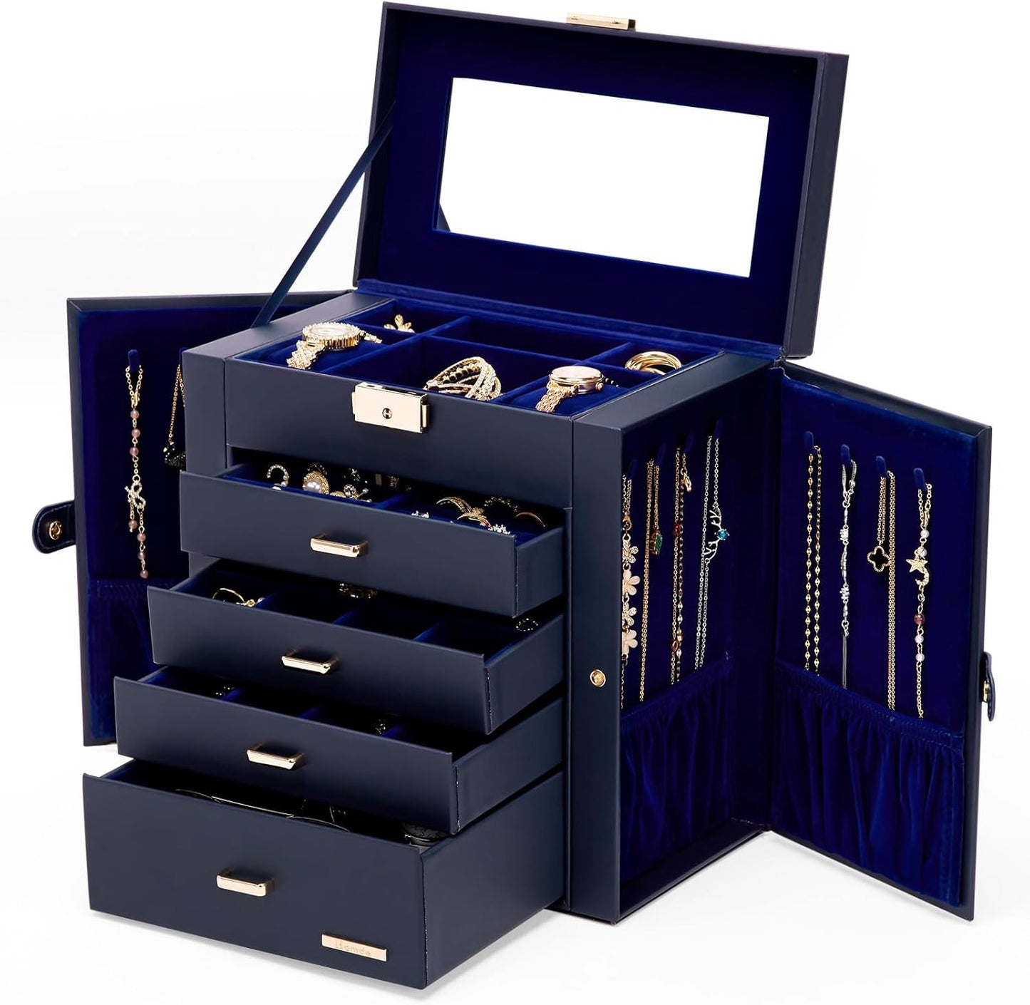 Homde Christmas Gifts Huge Jewelry Box Mirrored Organizer