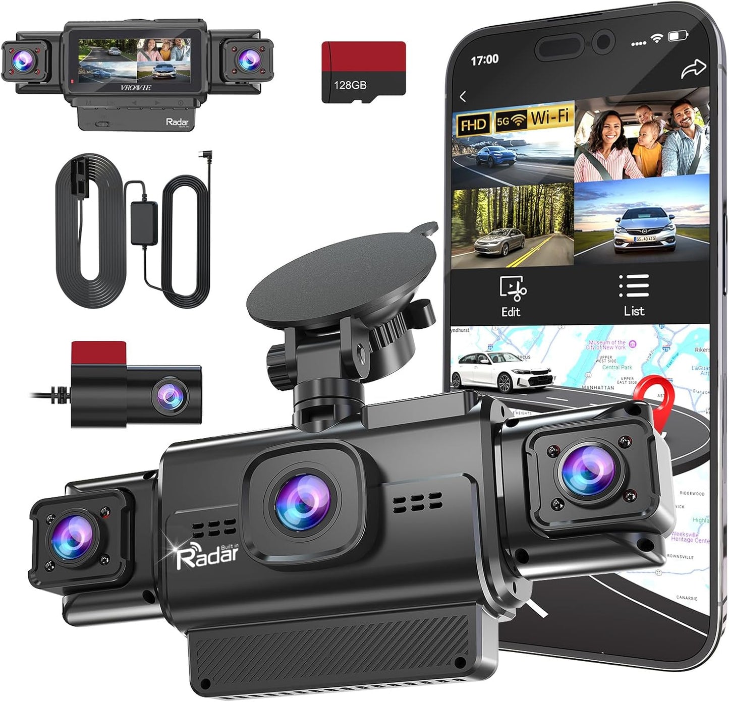 4 Channel 360 View Dash Cam with Night Vision and GPS Tracking