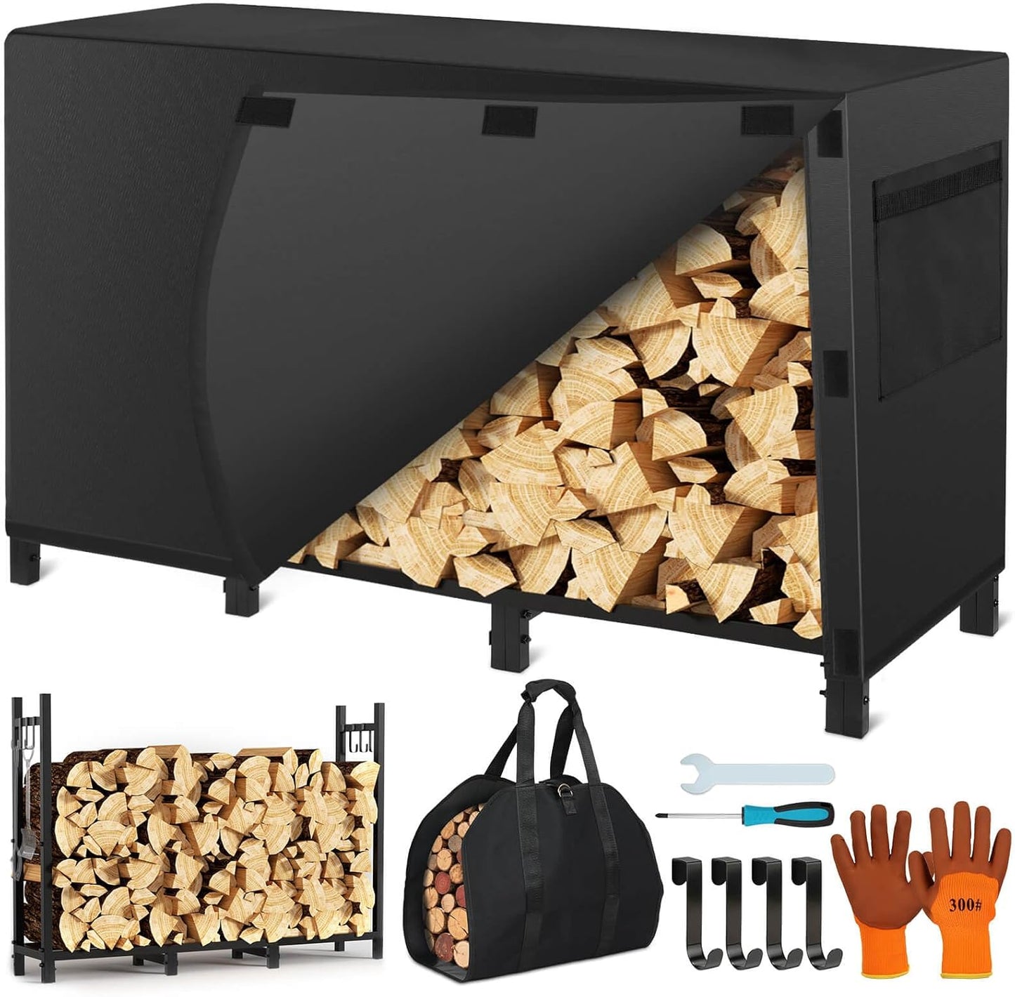 Firewood Rack Outdoor with Cover for Convenient Storage