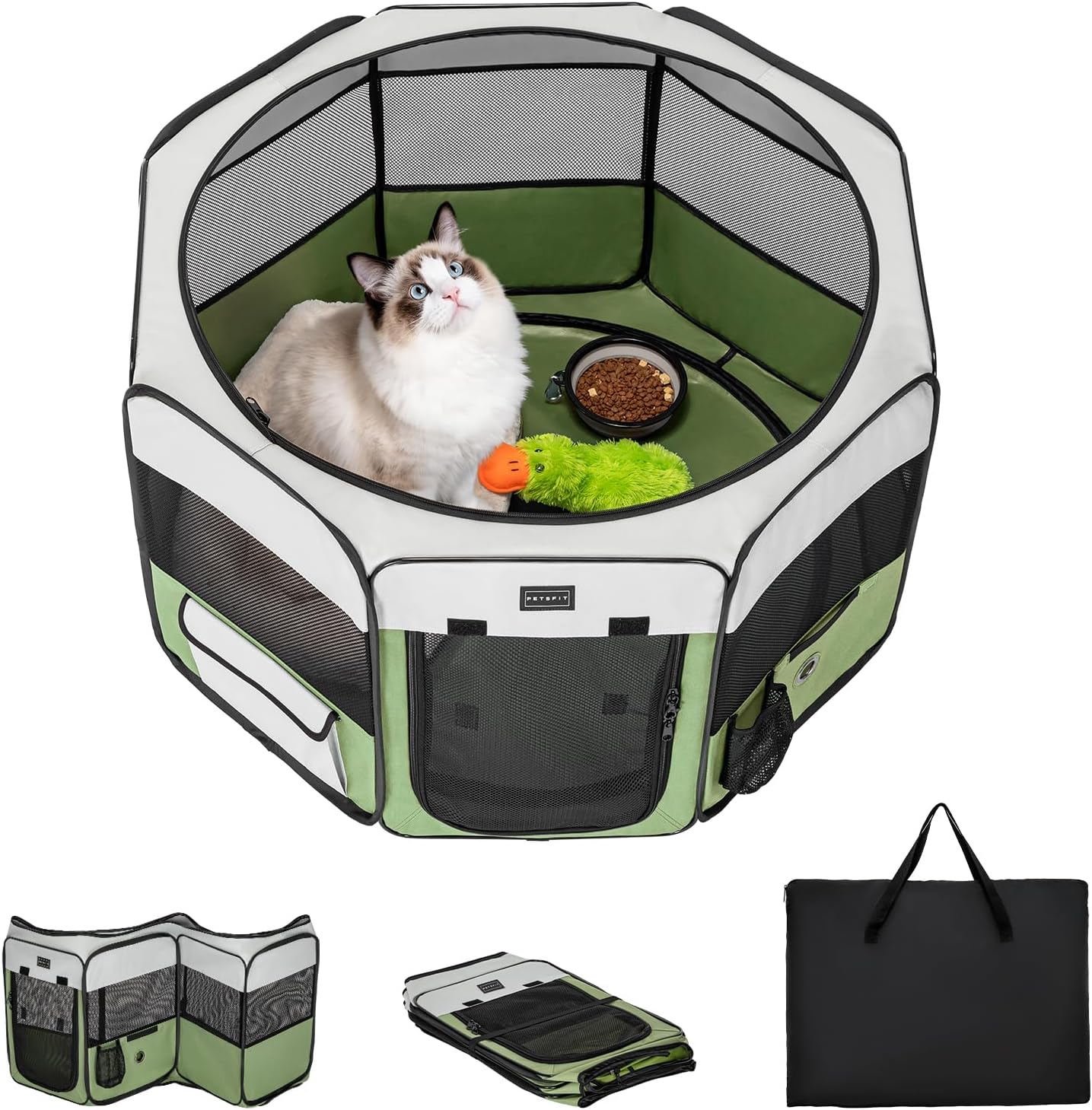 29in Puppy Playpen with Waterproof Mat & Zippered Roof for Pets