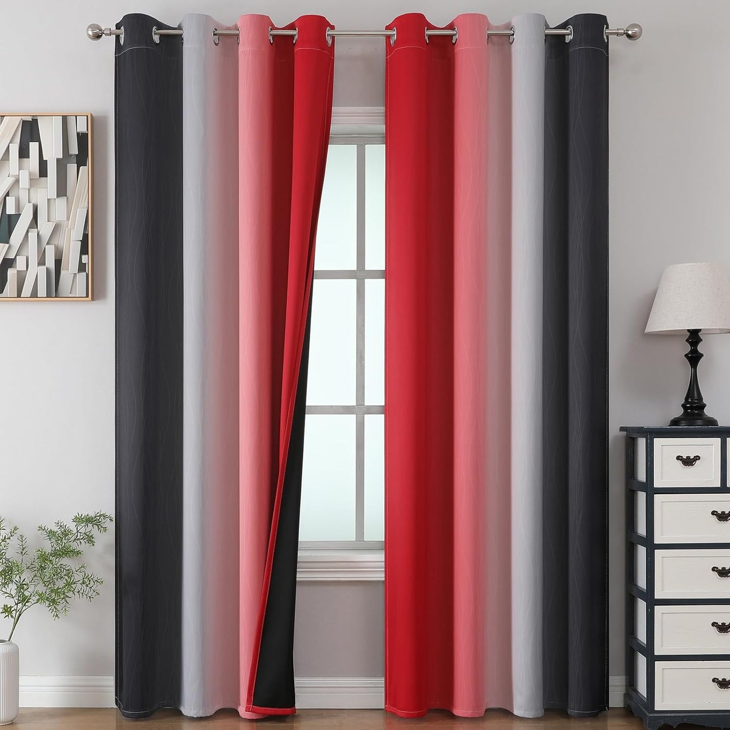 Ombre Blackout Curtains Set for Bedroom and Living Room Decor