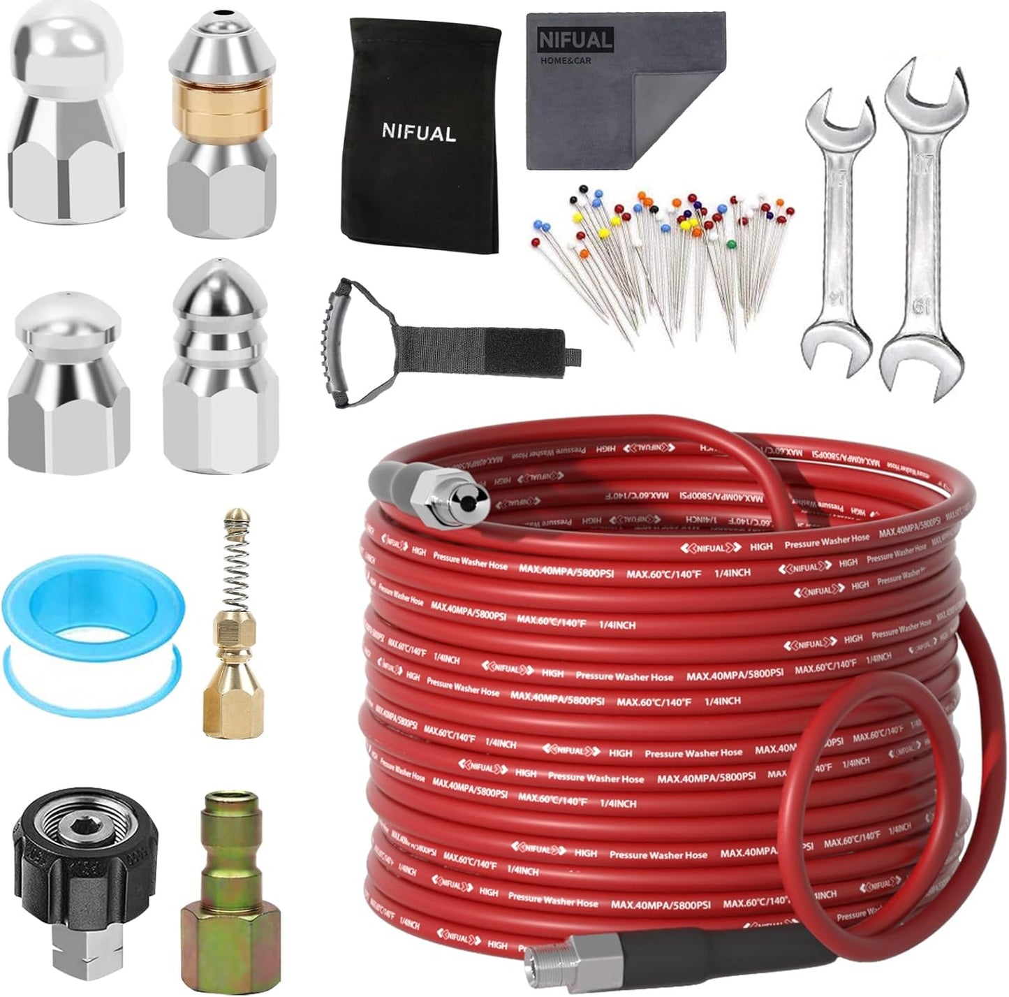 NIFUAL Sewer Jetter Kit for Pressure Washer by YETIANICAL