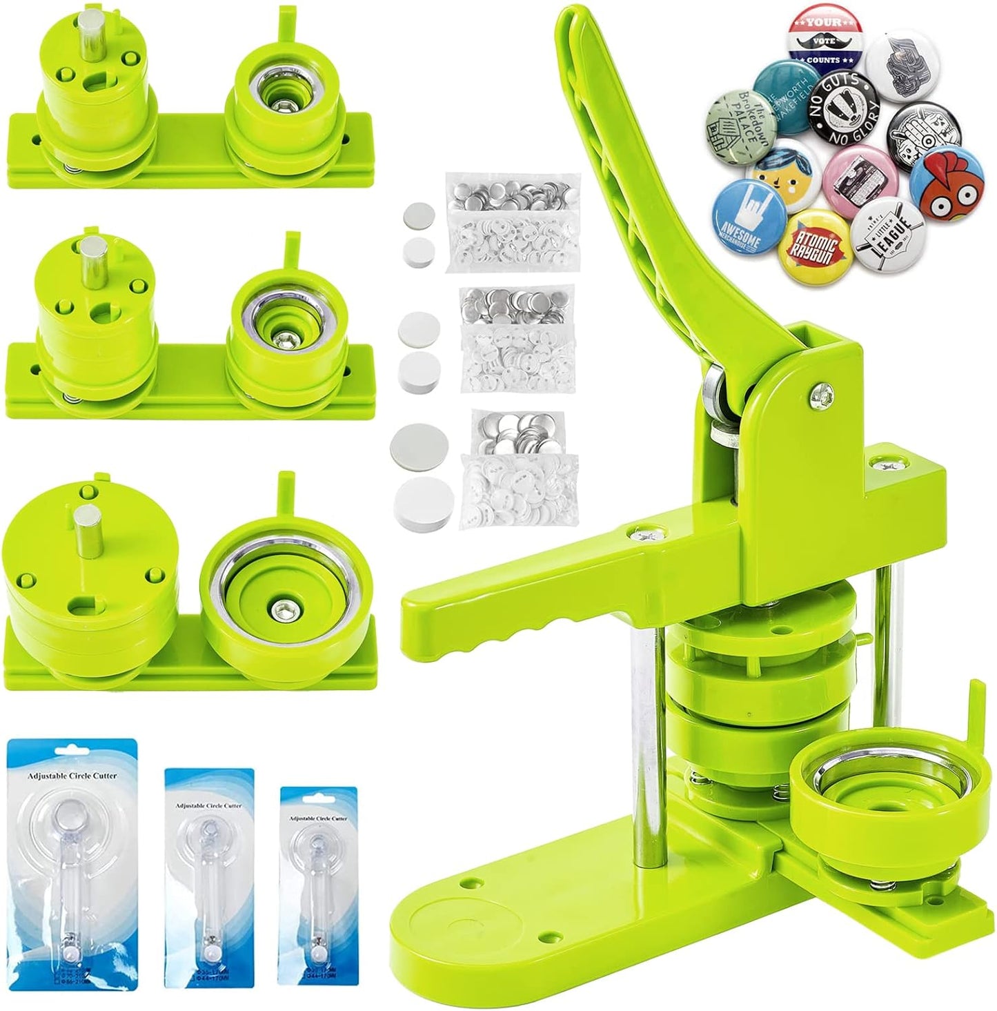 Pin Maker Machine Kit with 300 Pins and 3 Circle Cutters