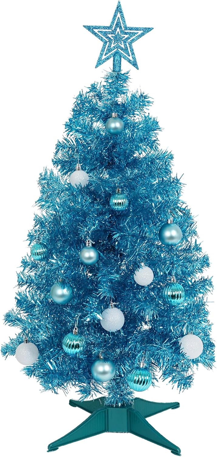Sunshine Blue Christmas Tree 3ft with Lights and Ornaments