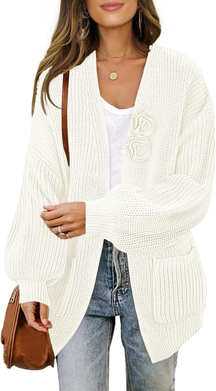 Chunky Cardigans for Women - Cozy Open Front Knit Outwear
