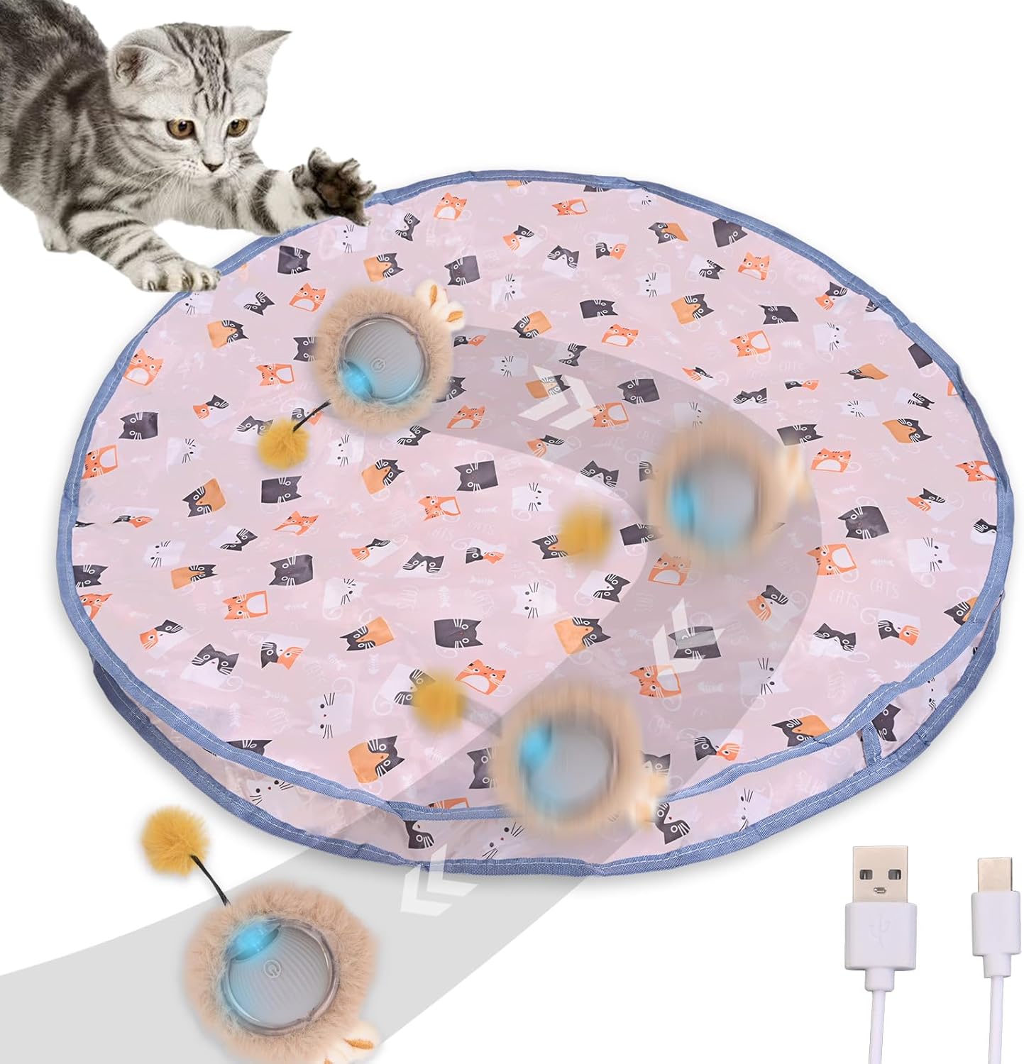 Interactive Cat Toy: Automatic Hide & Seek Fun, LED Lights