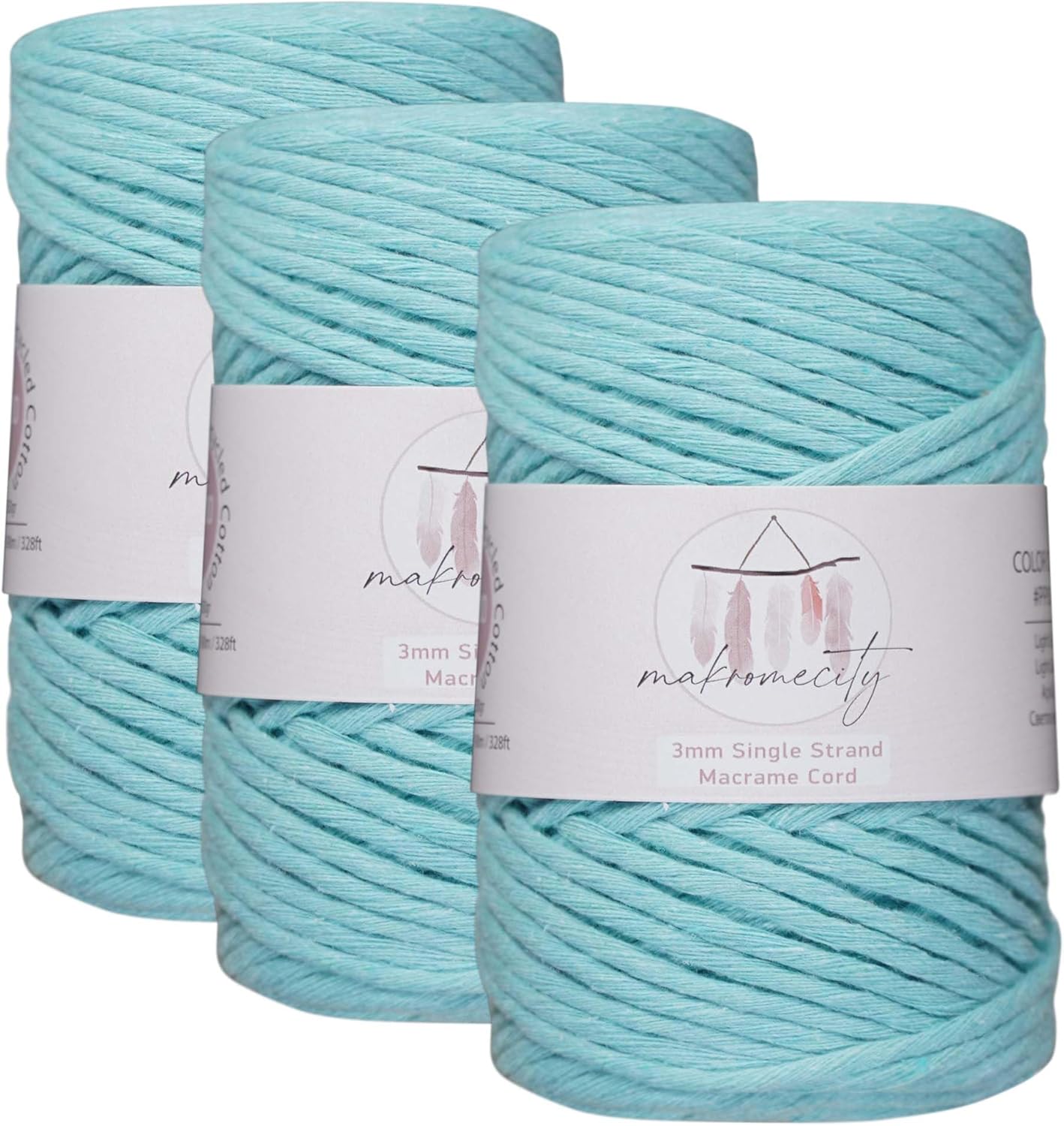 3mm Single Strand Macrame Cord for Art & Crafts - 3 Skeins