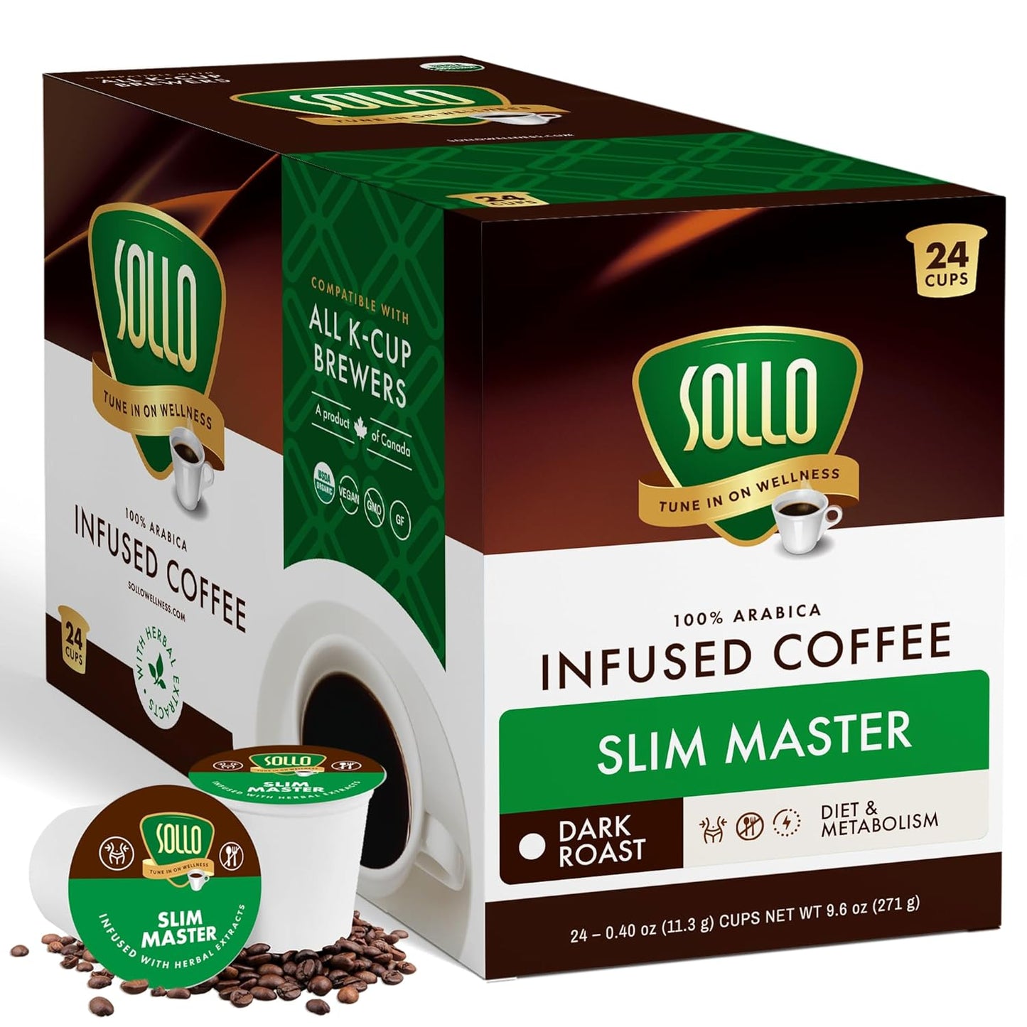 Sollo Slim Organic Coffee Pods for Weight Loss and Diet Support