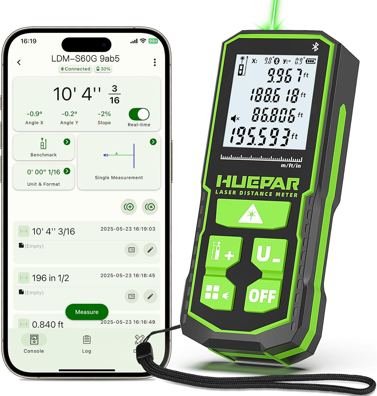 200ft Laser Measuring Tool with Bluetooth APP for Precision