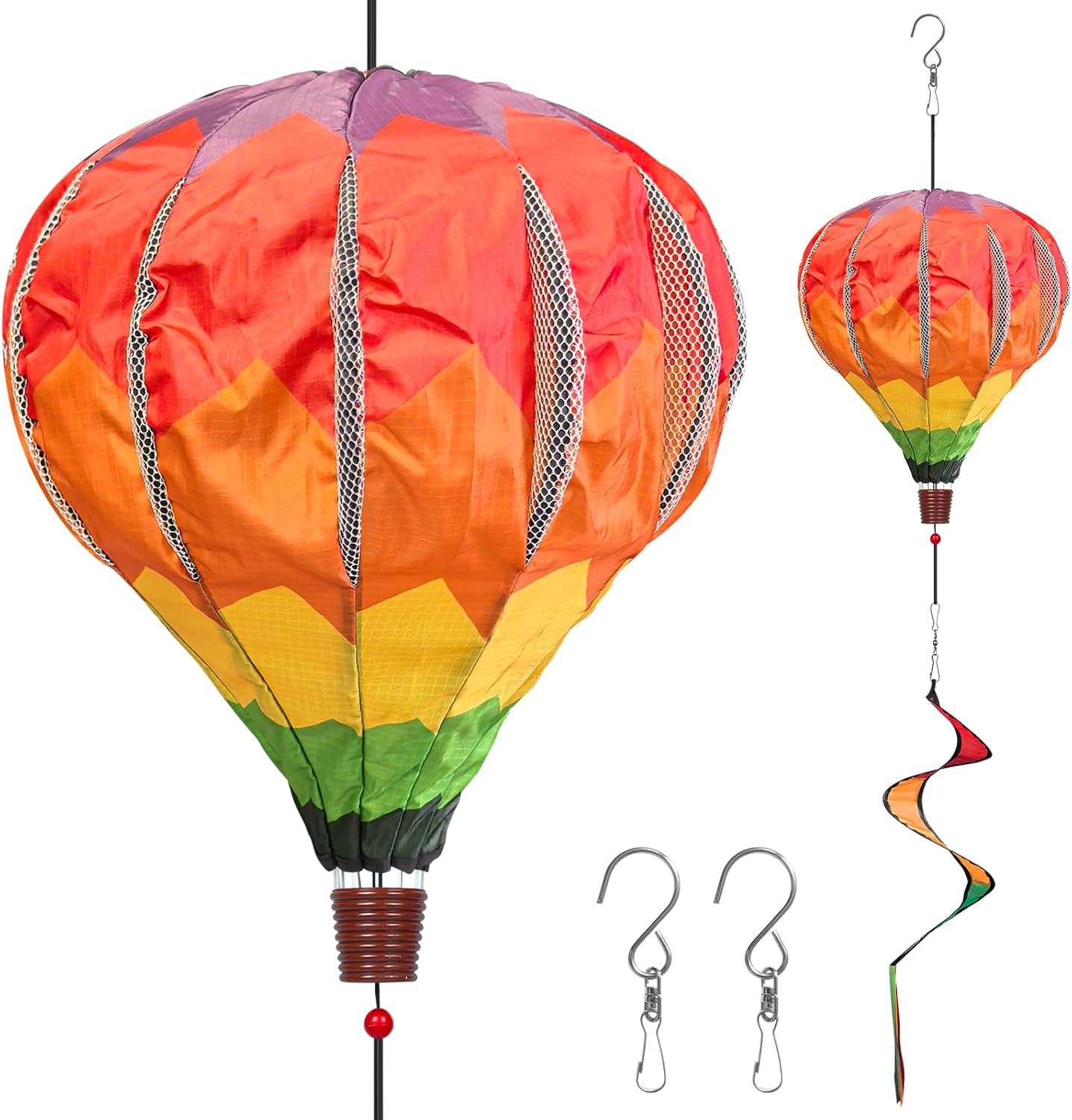 Giant Rainbow Hot Air Balloon Wind Spinners for Outdoor Decor