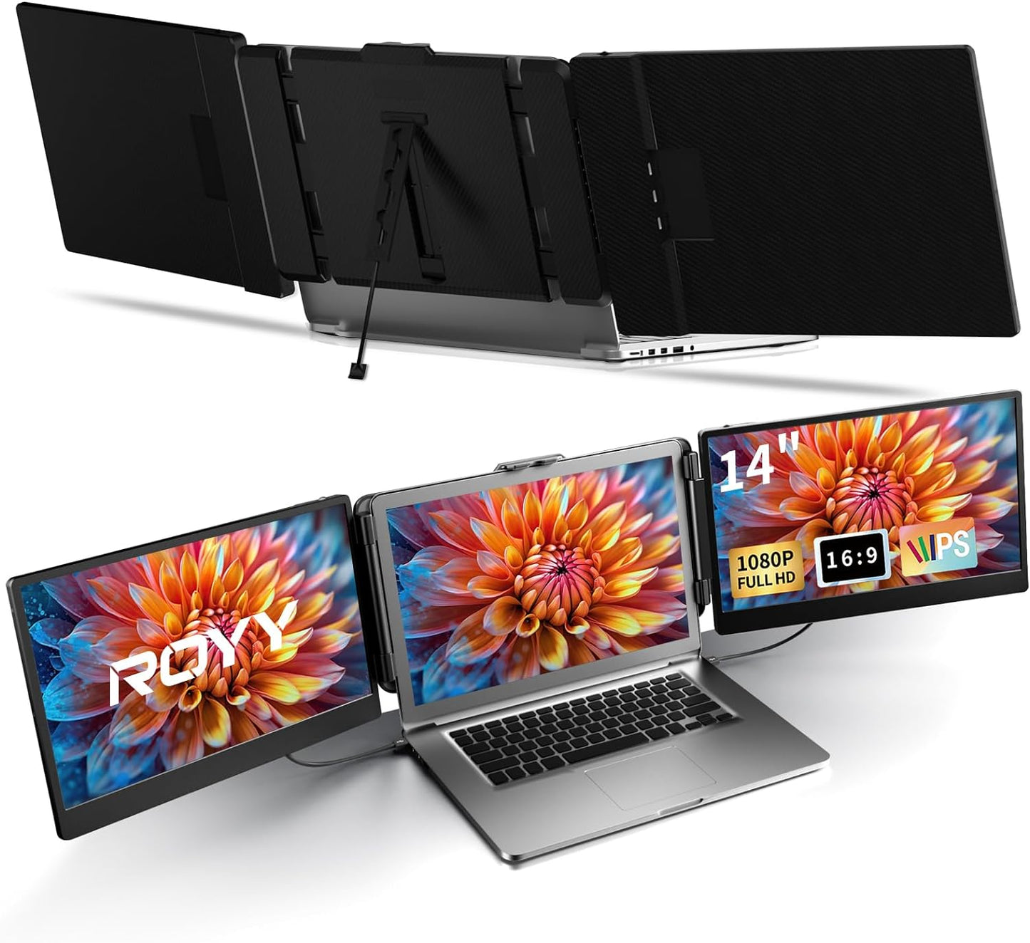 ROYY Triple Monitor Laptop Extender - Portable FHD 1080P for Productivity On-the-Go