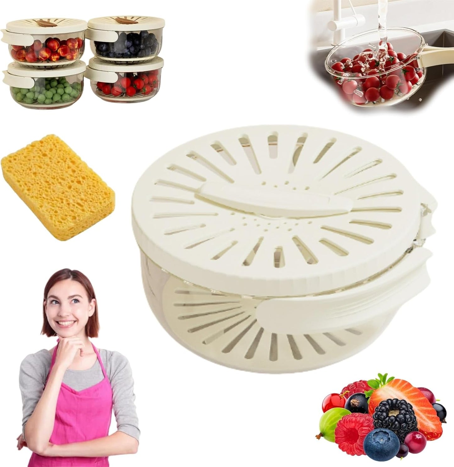 2-in-1 Draining & Preserving Basket for Easy Wash & Storage