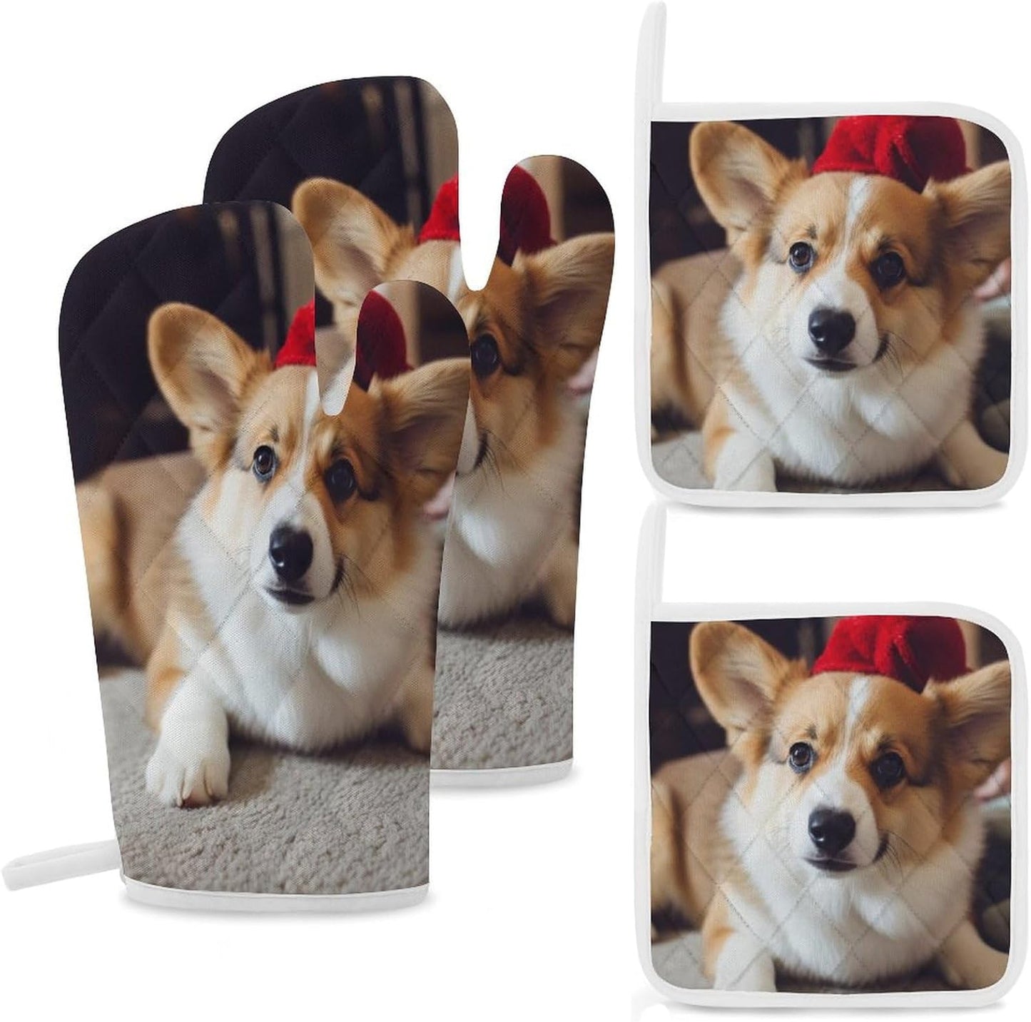 Corgi Oven Mitt Set: Heat Resistant & Cute!