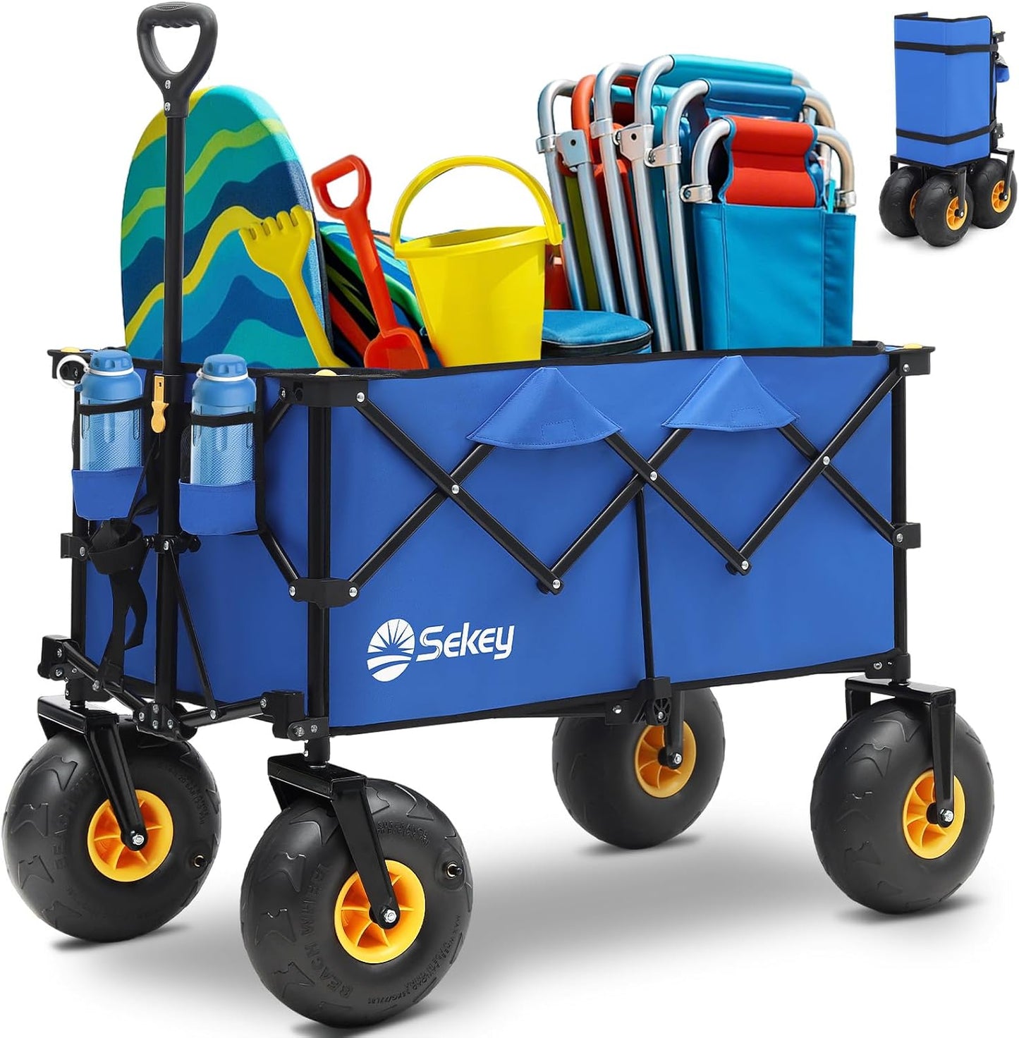 Heavy Duty Beach Wagon with 9in Sand-Proof Wheels for Fun