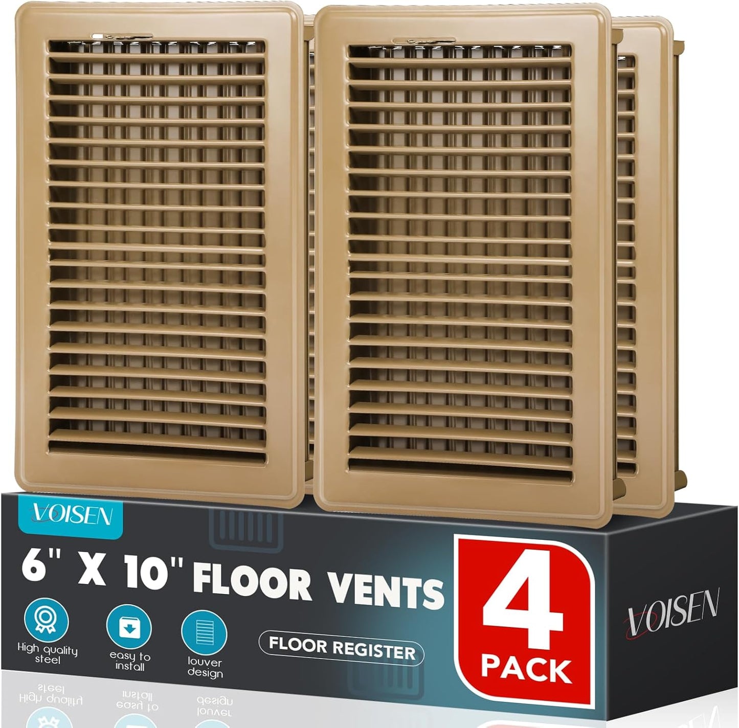 VOISEN Floor Register 6x10 Adjustable Steel Vent Covers for Home