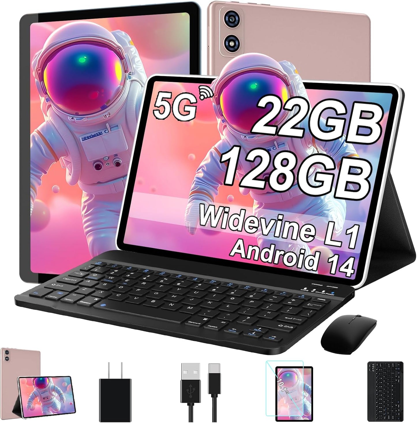 2025 Tablet 10 Inch Android 14 with Keyboard and 22GB RAM