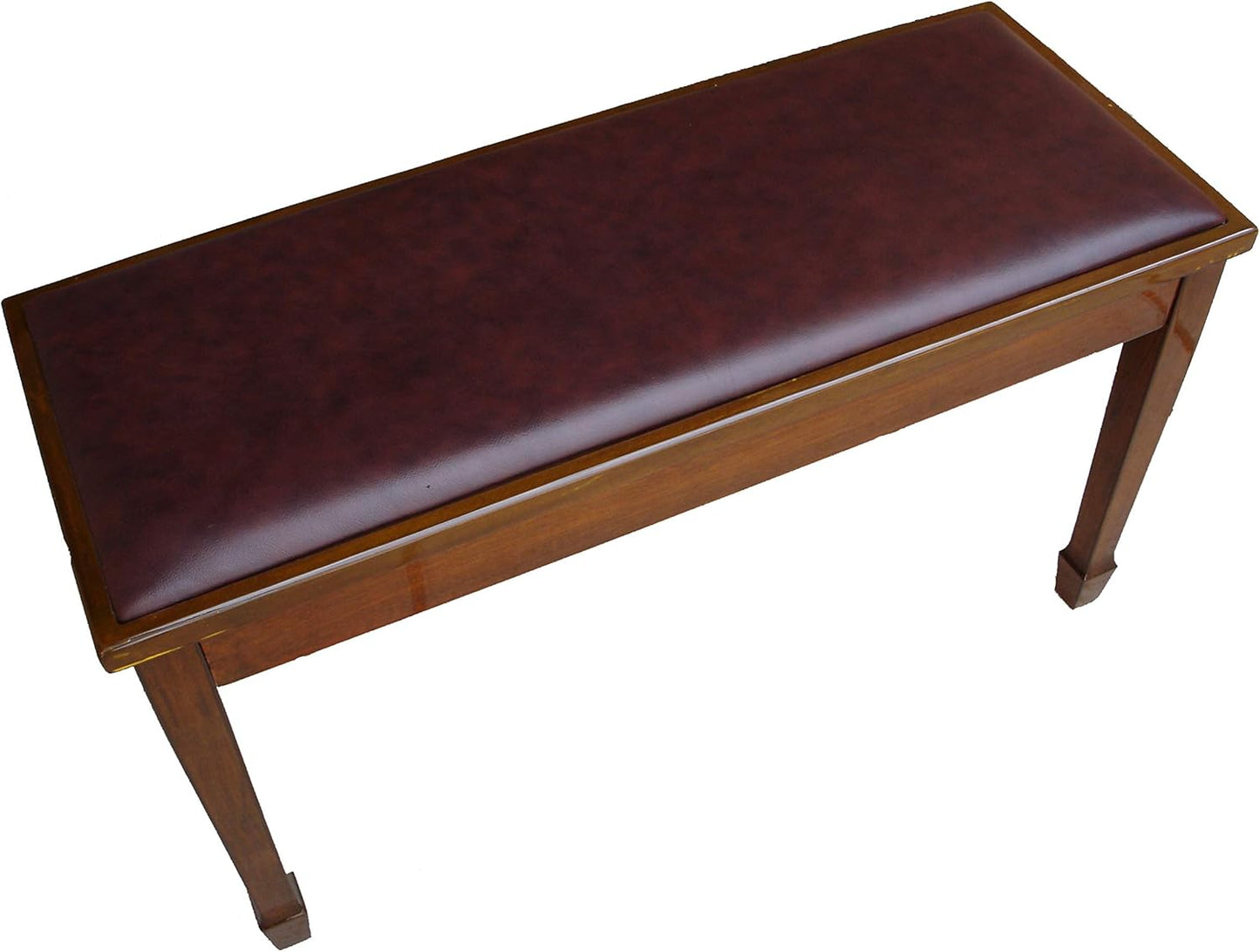 Genuine Leather Walnut Concert Grand Duet Piano Bench Stool