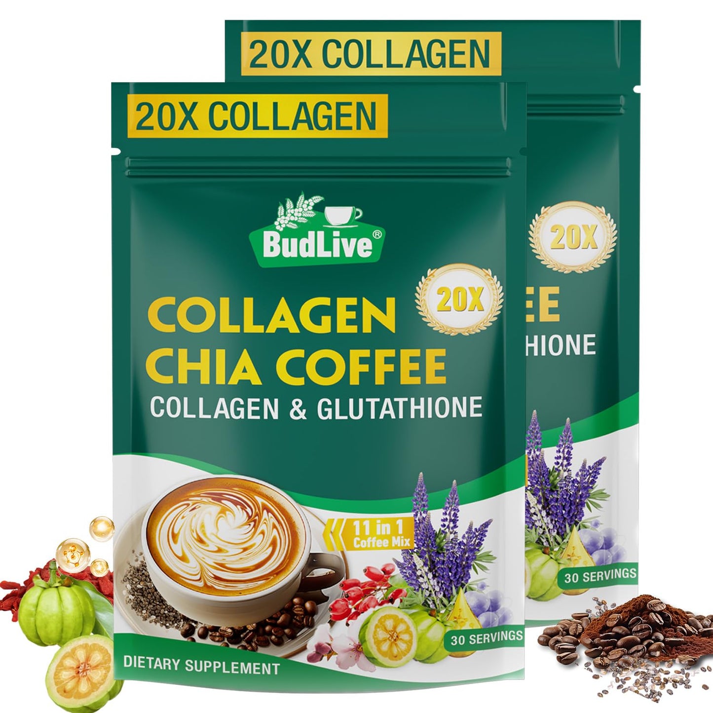 20X Collagen Chia Coffee Mix for Beauty and Energy Boost