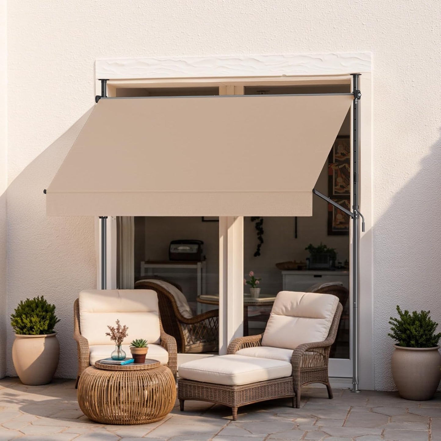 Grandekor Manual Retractable Awning for Outdoor Sun Shade