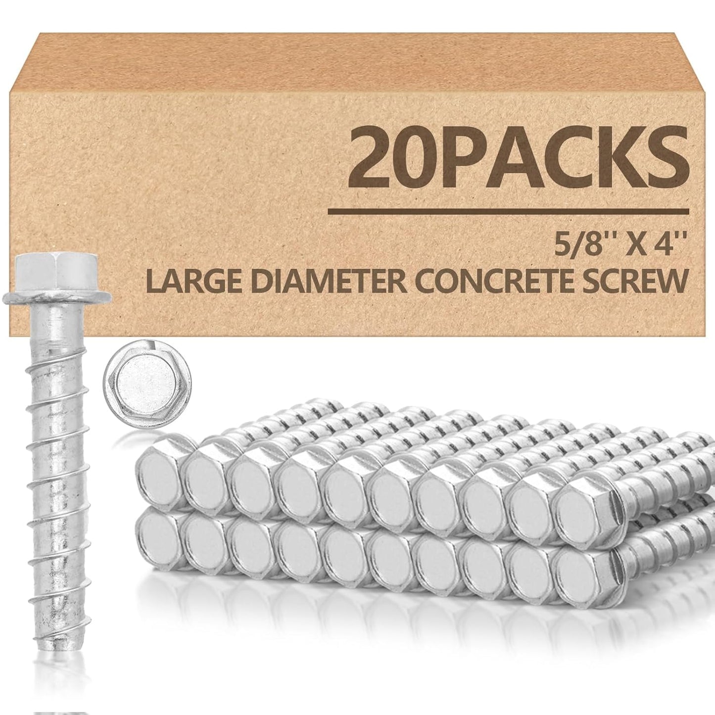 Heavy Duty 5/8in x 4in Concrete Screw Anchors for Various Projects