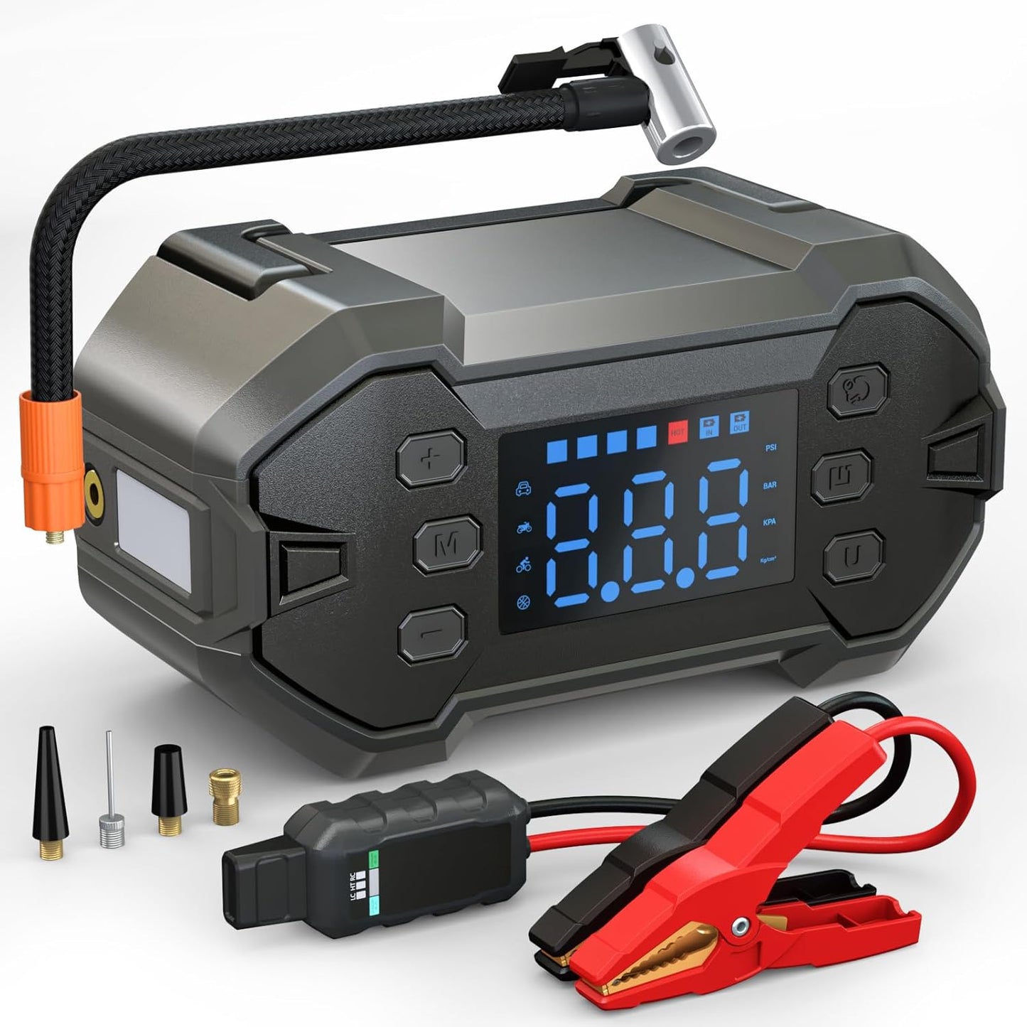 Powerful 3000A Jump Starter + Air Compressor GODIAG
