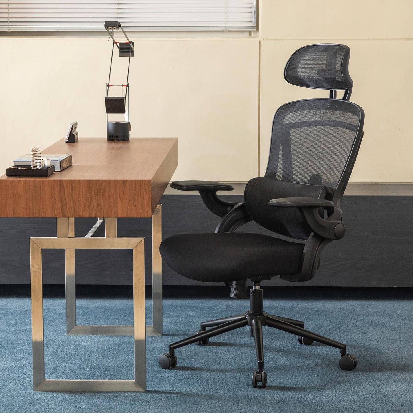 Nouhaus Ergo Mesh Chair: Lumbar Support, High Back, Tilt & Swivel