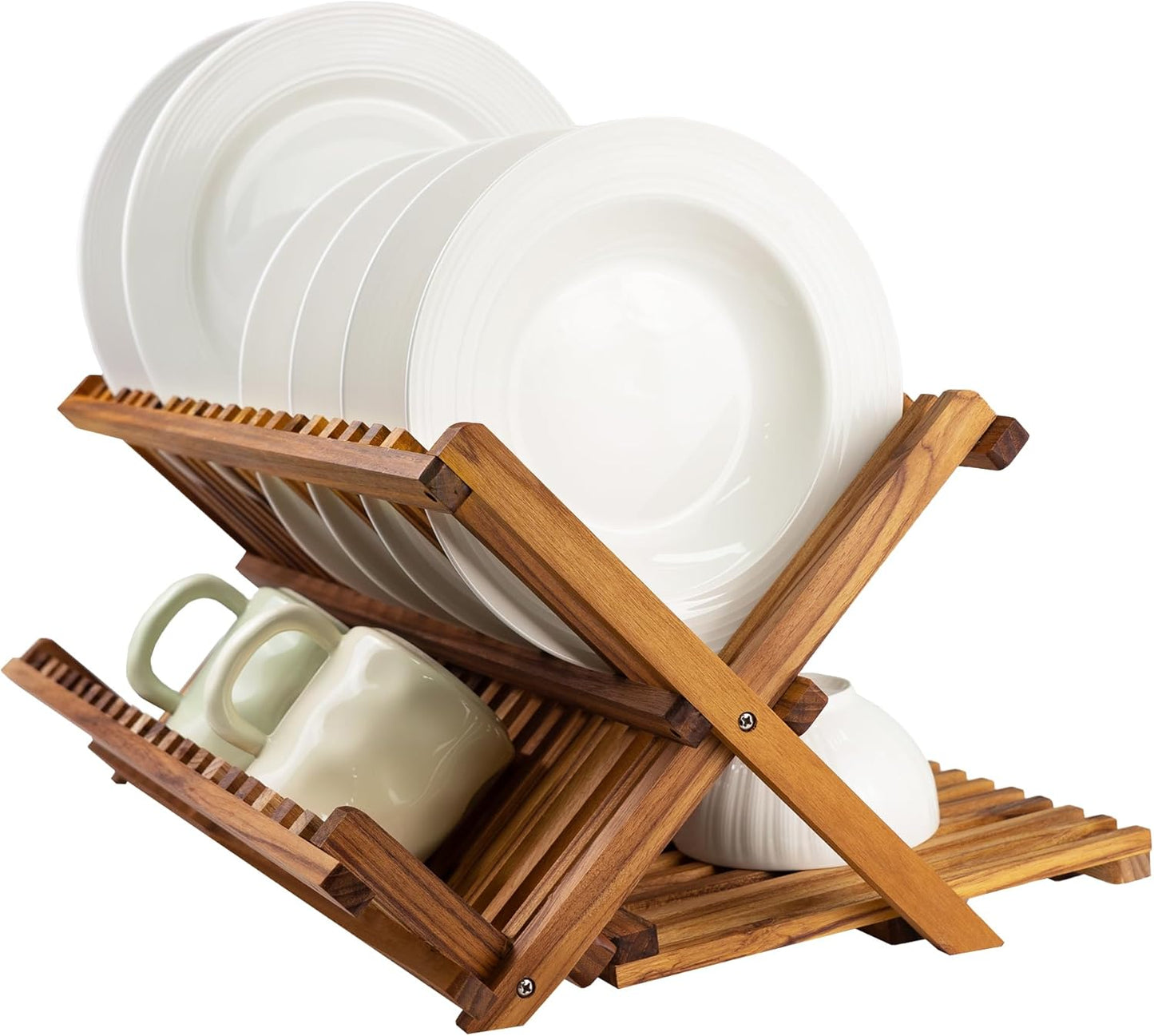 Utoplike Large Teak Dish Drying Rack for Efficient Kitchen Use