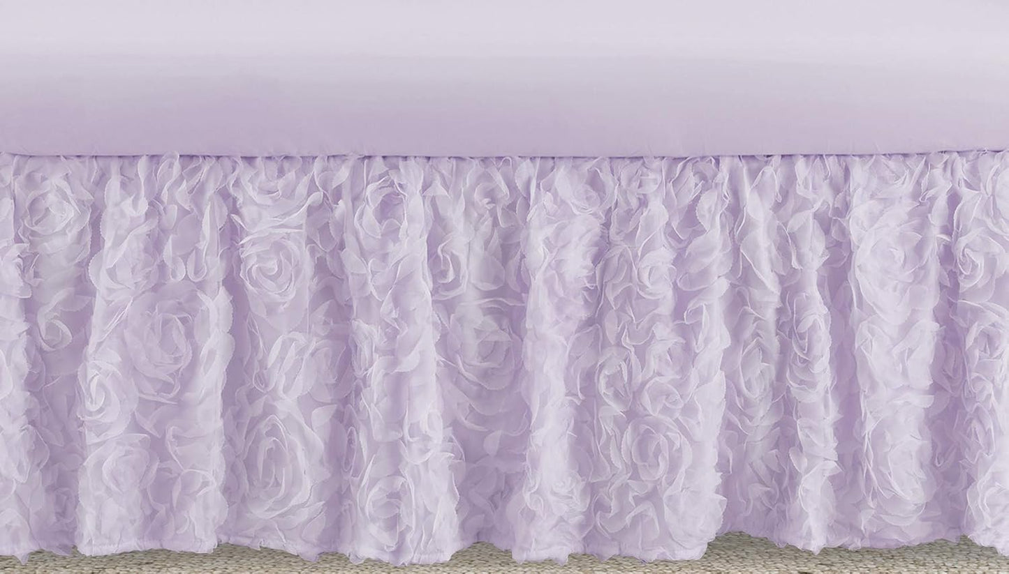 Sweet Jojo Designs Purple Floral Rose Baby Nursery Crib Skirt