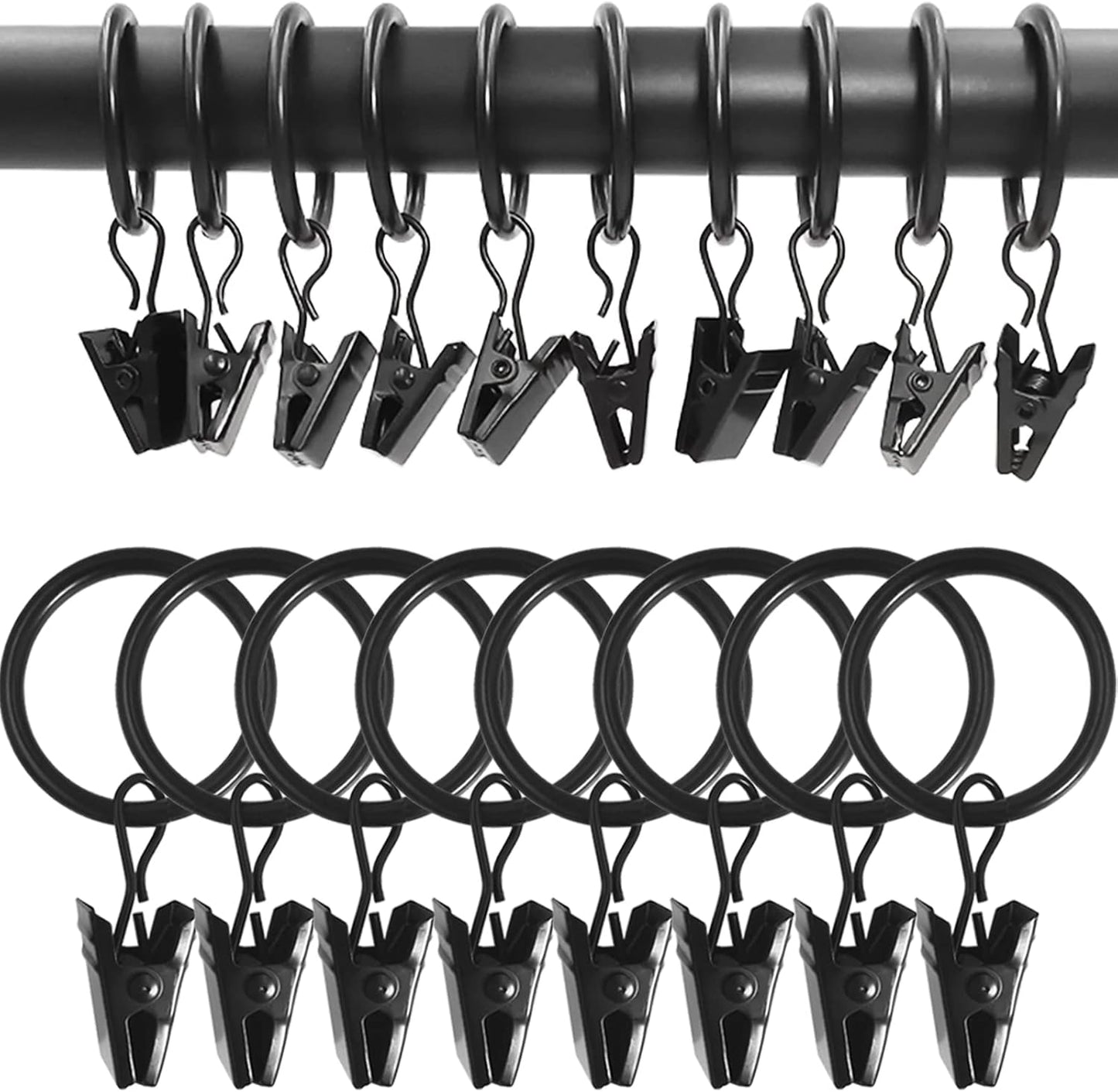 100 Pack Black Curtain Rings: Easy Drapery Hanging