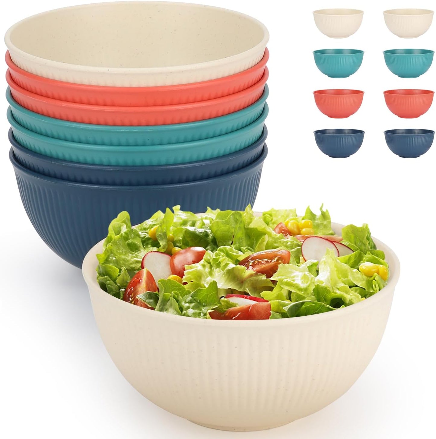 Unbreakable Wheat Straw Cereal Bowls Set - Multicolor