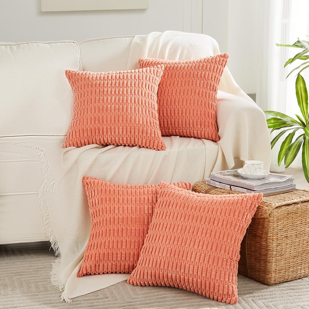 Boho Coral Decorative Throw Pillow Covers for Cozy Living Room