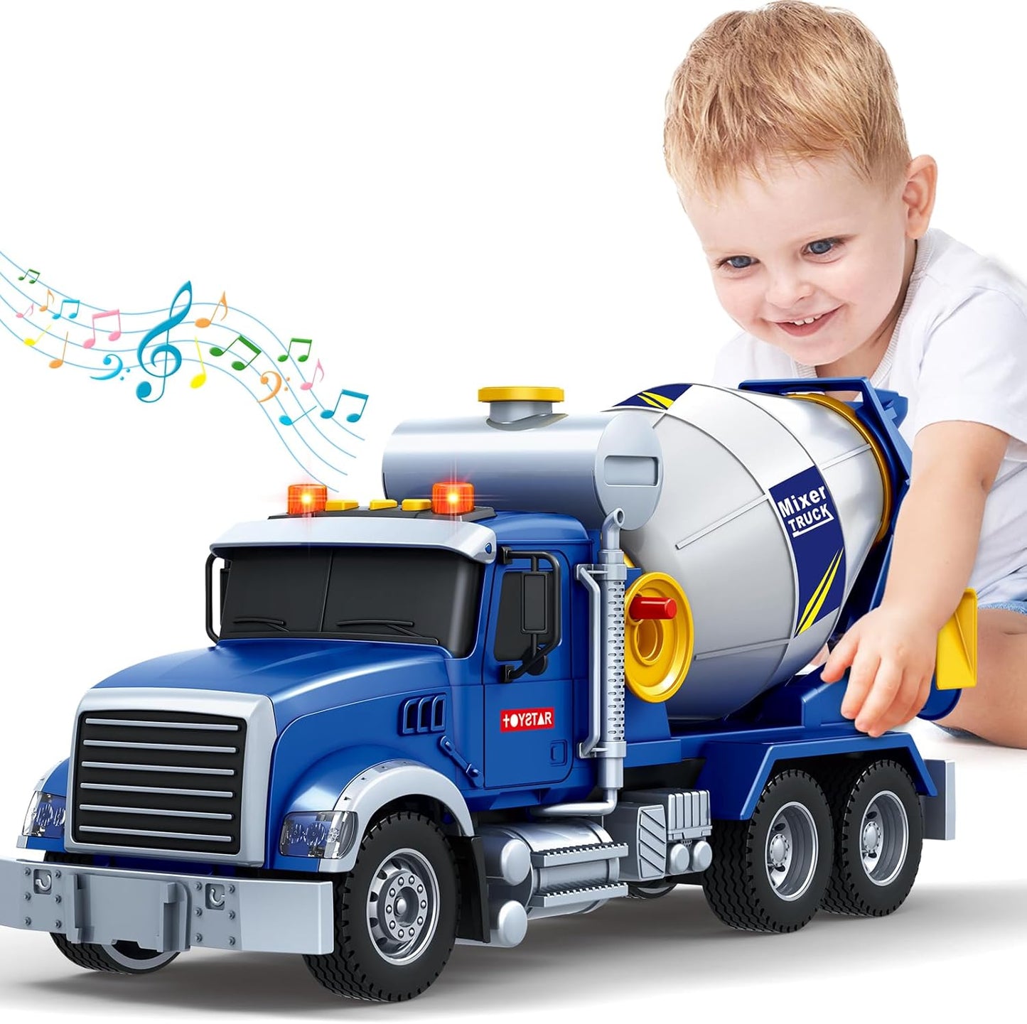 SpringFlower Toddler Trucks Toy - Large Mixer Truck with Sounds