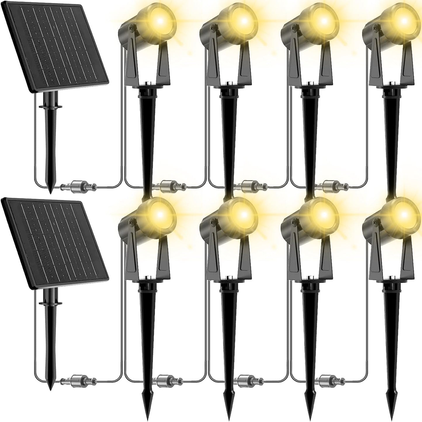 Bright Solar Landscape Spotlights for Outdoor Use - 8 Pack