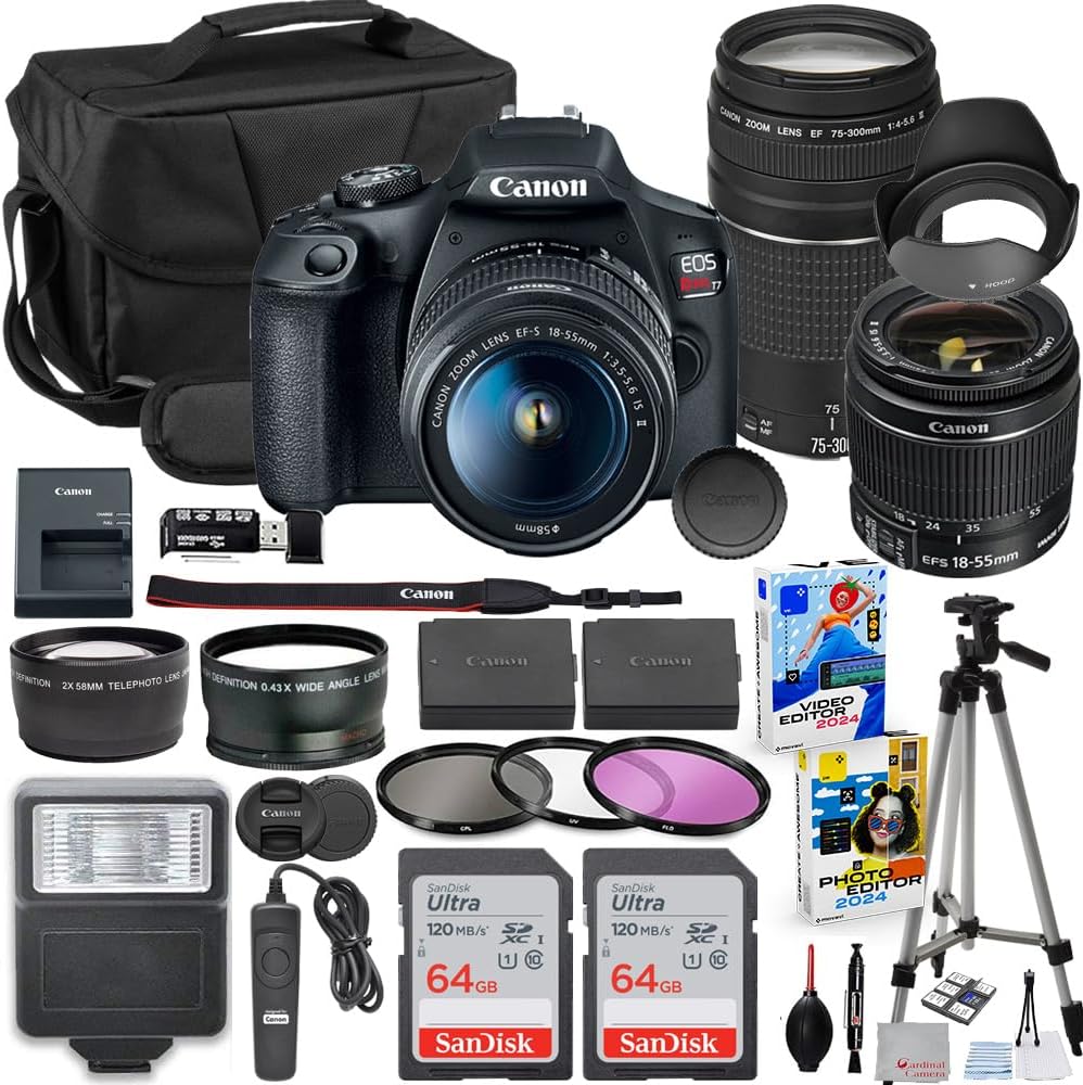 Canon EOS Rebel T7 DSLR Camera Bundle with Extra Battery & More