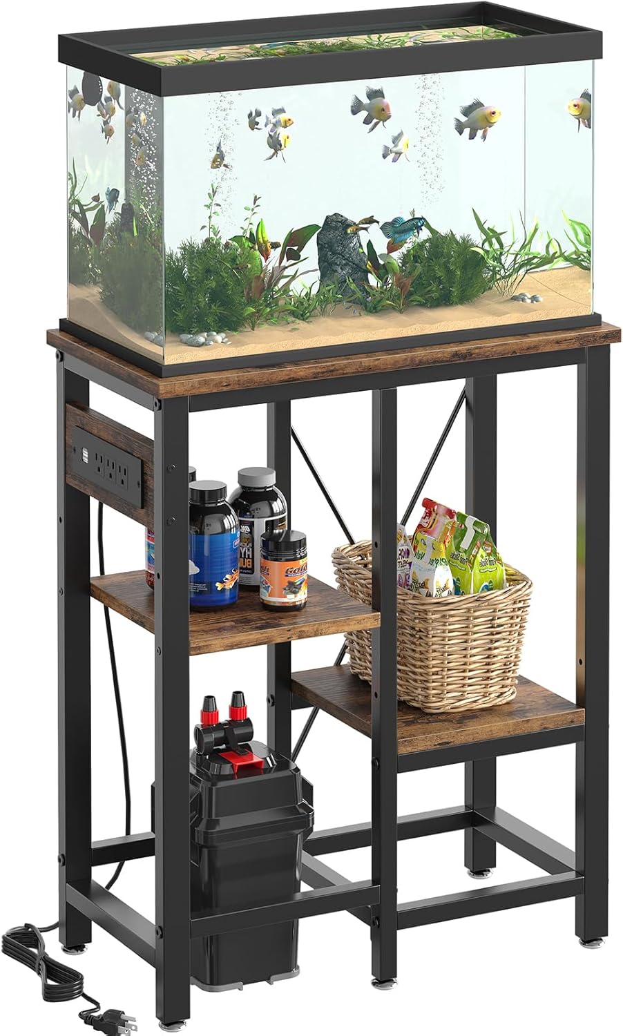 Bestier 10 Gallon Fish Tank Stand with Power Outlet and Storage