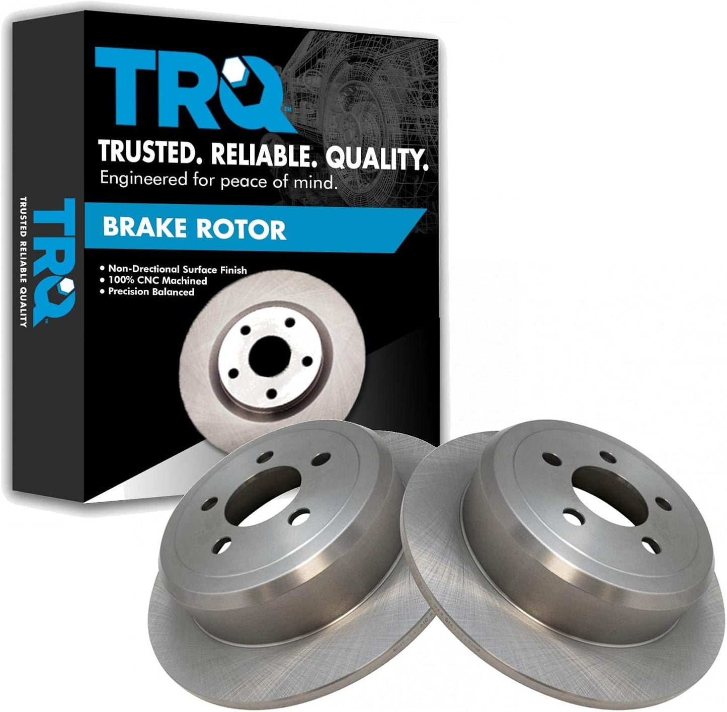 TRQ Rear Brake Rotors Set Solid for Dodge Nitro and Jeep Liberty